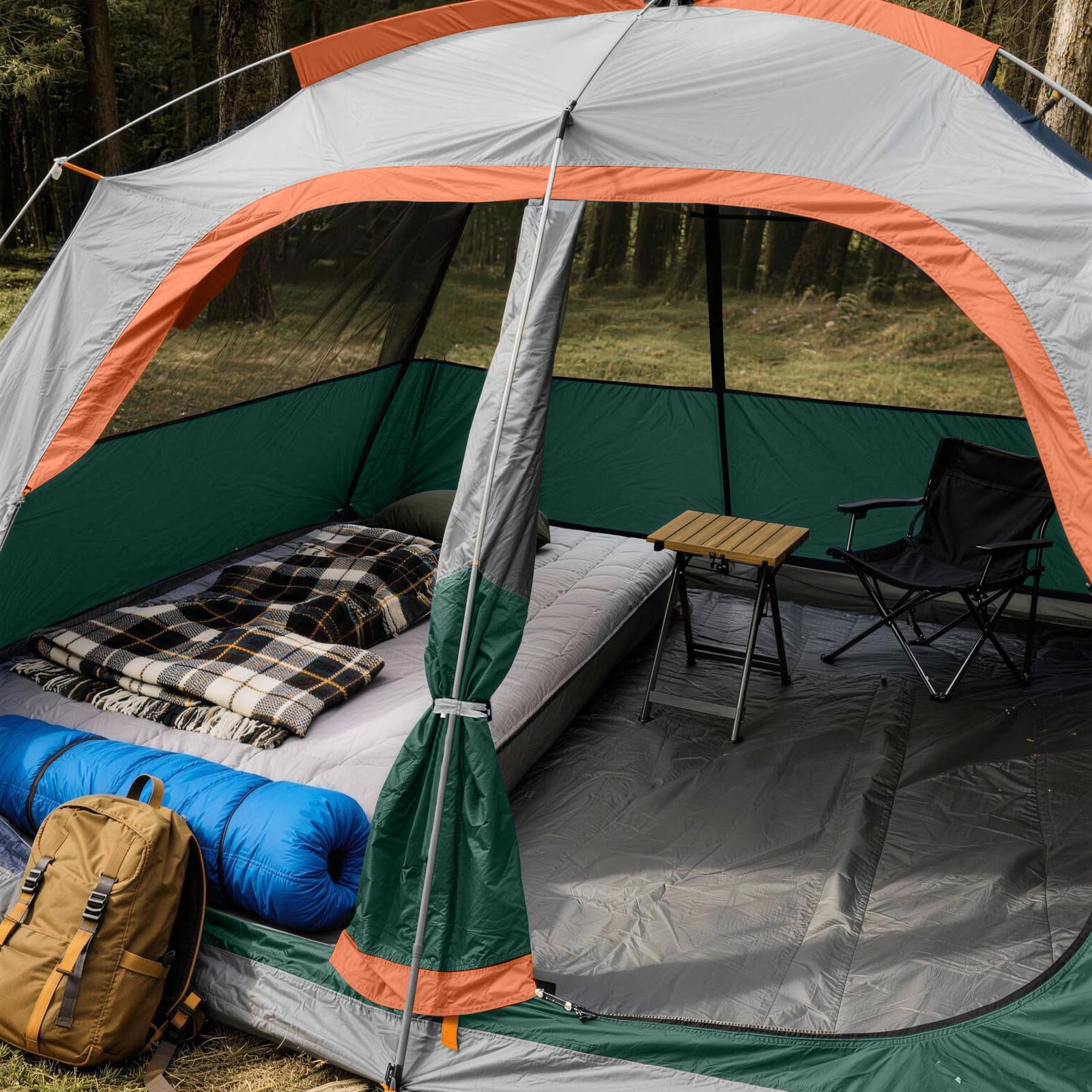 CAMPROS CP Familienzelt 6-8 Personen mit Stehhöhe 193CM, Großes Campingzelt wasserdicht mit Vorzelt & Belüftung, Cabin Zelt für Familien Camping & Festival