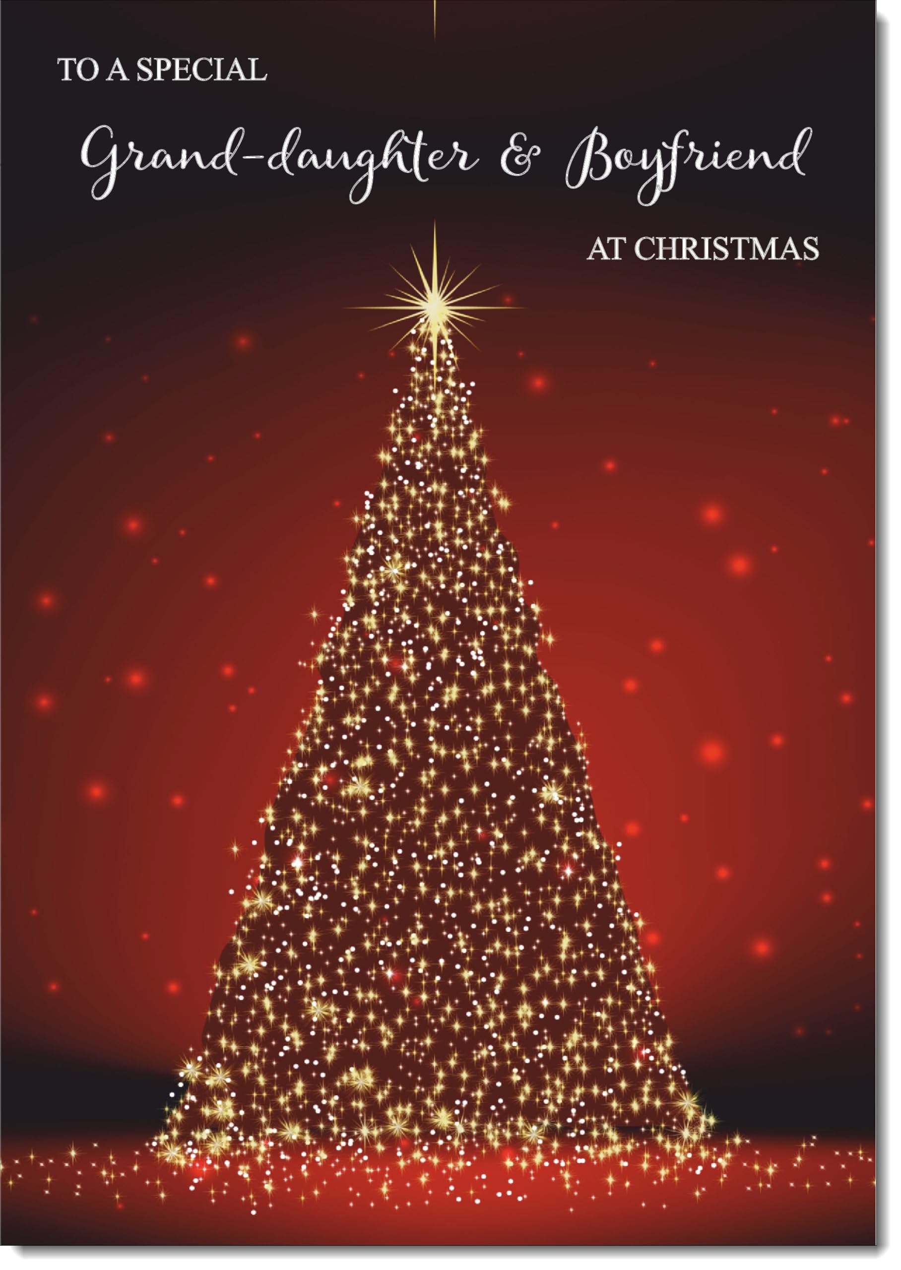 doodlecards Granddaughter and Boyfriend Christmas Card Red Christmas Tree Large A4 Size Christmas Card for Granddaughter & Boyfriend with Plain Envelope โ image 1