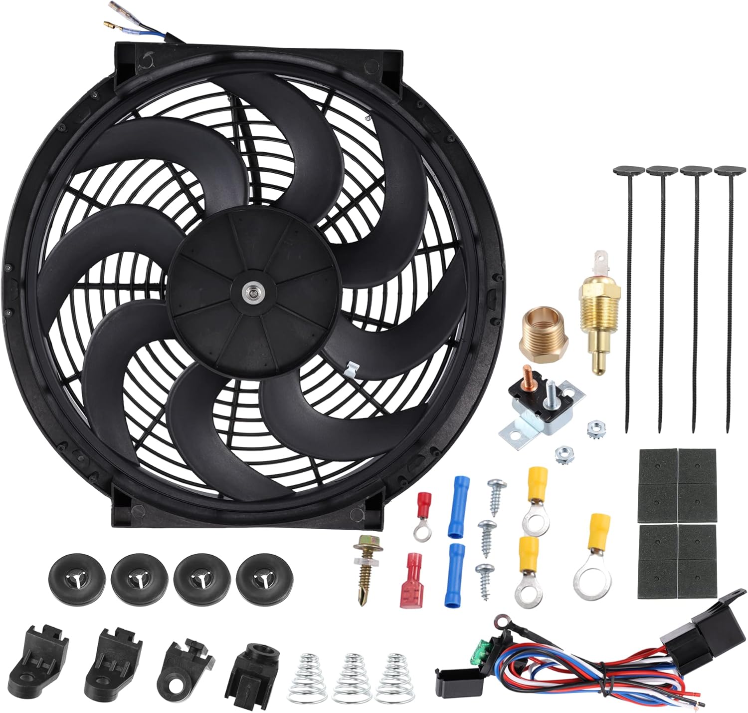 X AUTOHAUX 1 Set 14 Inch 12V Electric Cooling Radiator Fan