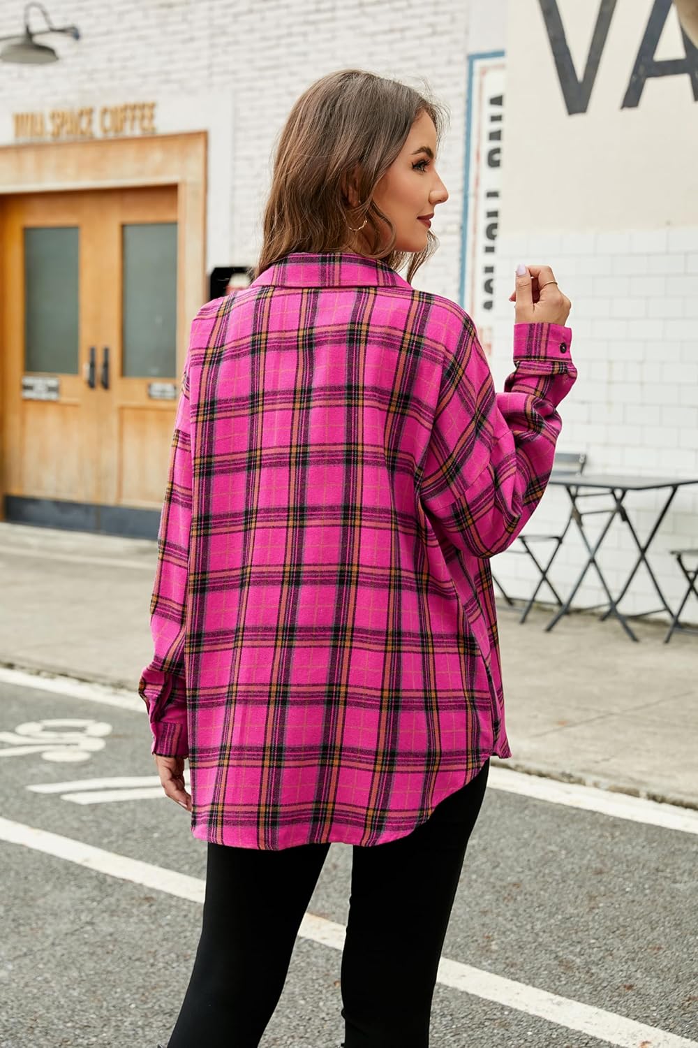 Blooming Jelly Women's Button Down Flannel Shirts Plaid Shacket Long Sleeve Collared Business Casual Tops Work Blouses - Image 6