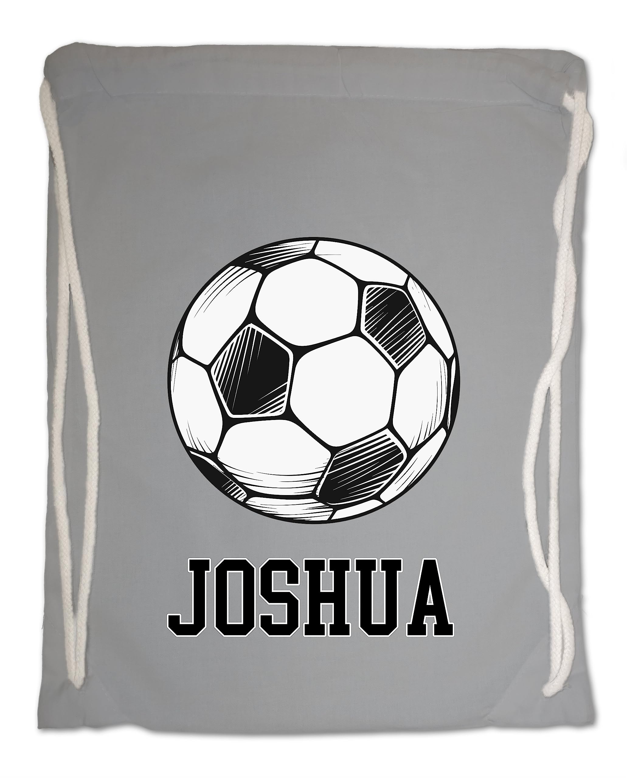 Kids Gym Bag. Personalised Any Name Football, Swimming, PE, School, Travel, Drawstring Bag (Graphite Grey)