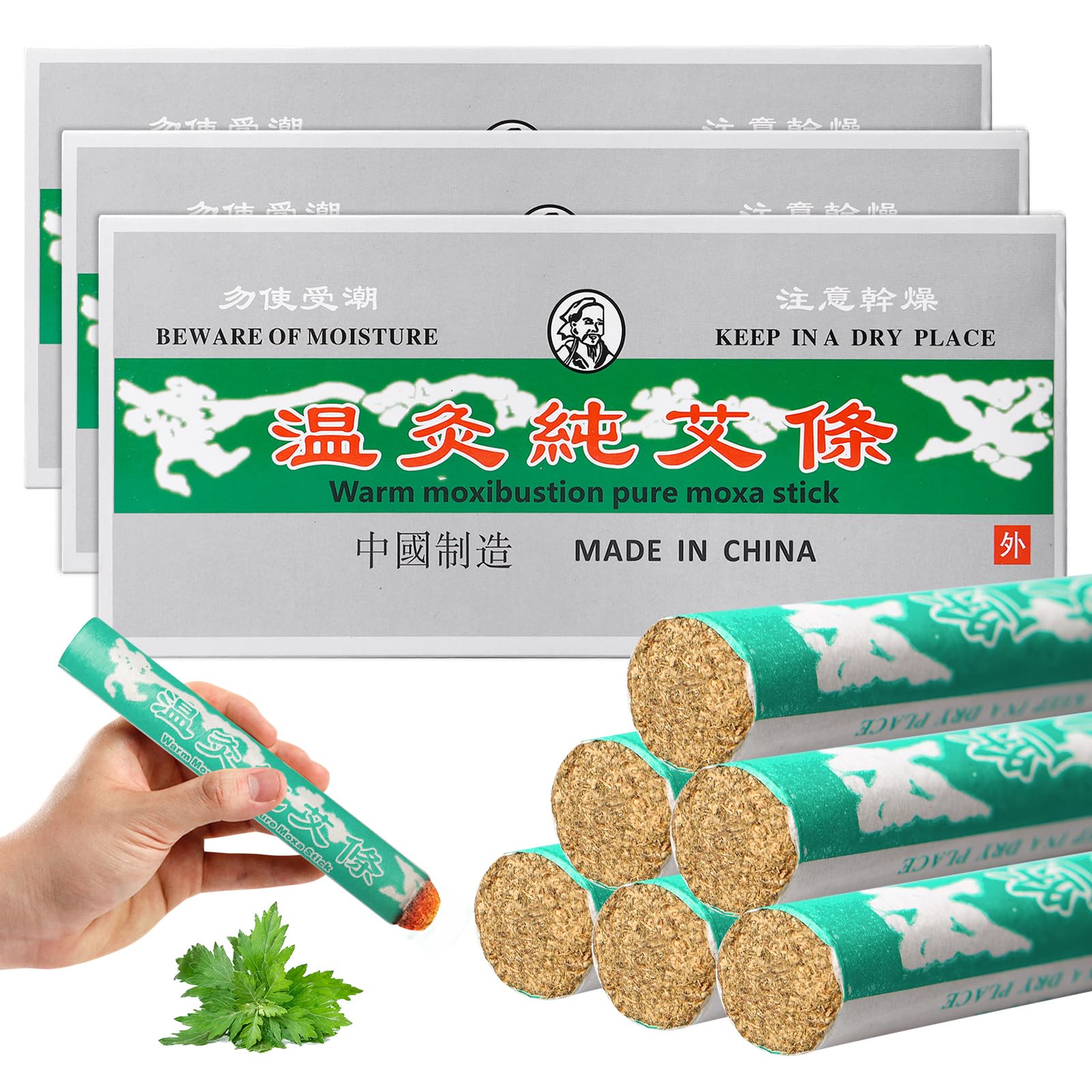 30 unidades de palos de moxa naturales puros, moxa rollos, moxa puros, moxa Roll Sticks puro natural hecho a mano para ancianos, mujeres (rollos de moxibustión)