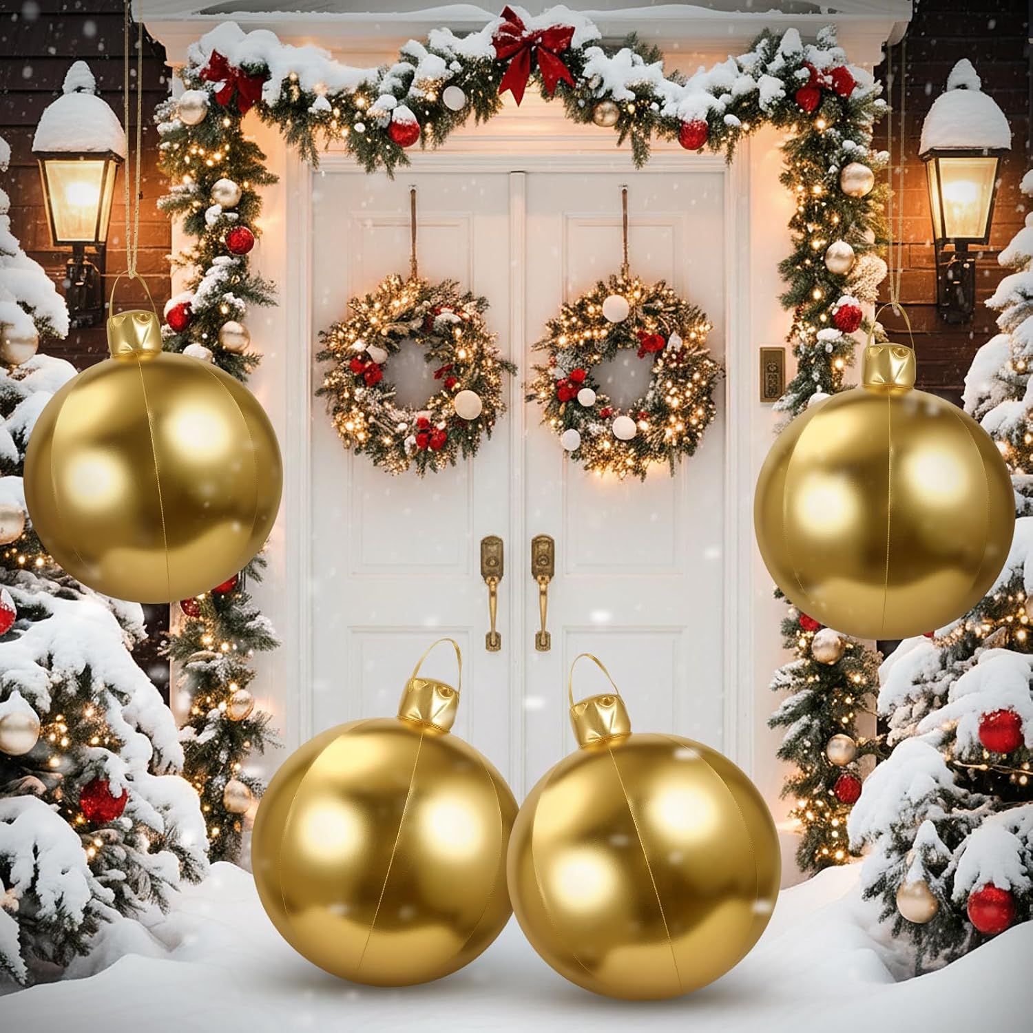 Amazon.com: Jetec 4 Pcs 17" Christmas Inflatable Ball Ornament with ...
