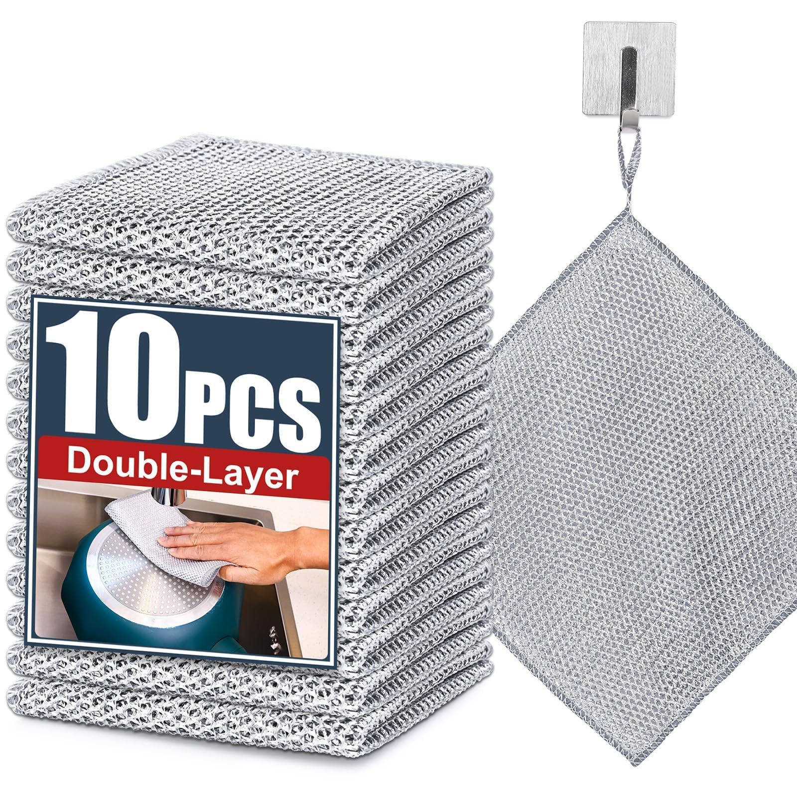 VIZAG OPTIMIZE Amazon 10 Pack Reusable Non-Scratch Wire Dishwashing Rags: Stainless Steel Scrubber Cloth for Pots, Pans, and Sinks (B0D8FC95FV) Amazon Price History, Amazon Price Tracker