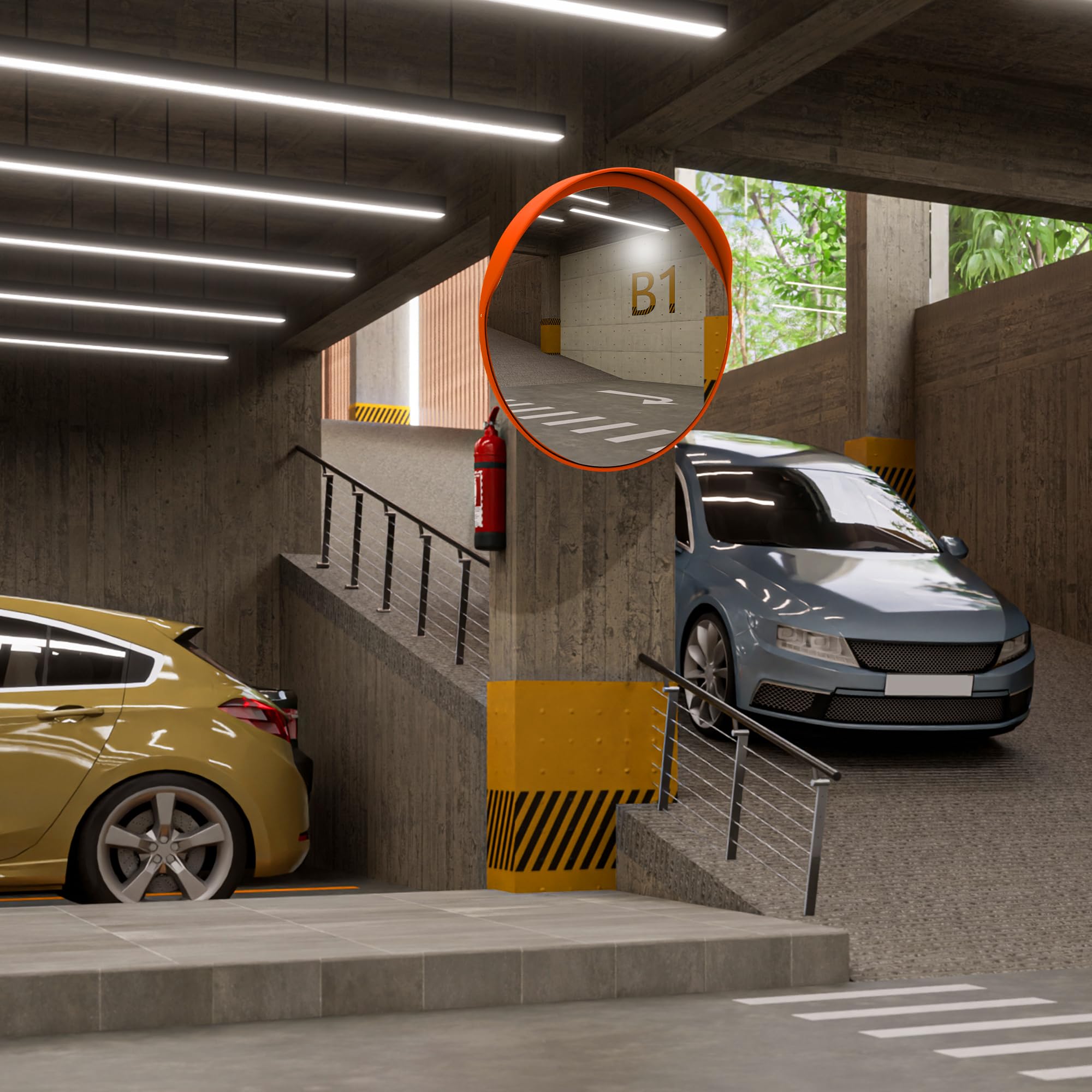 Specchio Convesso di Sicurezza da 80 cm per Vialetto, Angolo Cieco Grandangolare - Rotondo per Migliorare la Sicurezza in Ingressi di Casa e Ufficio
