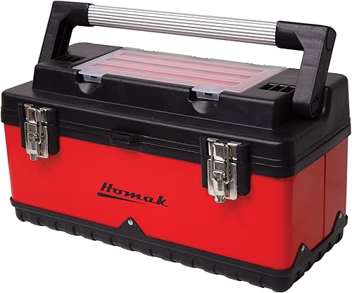 Homak - Caja de herramientas de metal y plástico con mango de aluminio, color rojo, 20 pulgadas disponible en Yaxa Guatemala