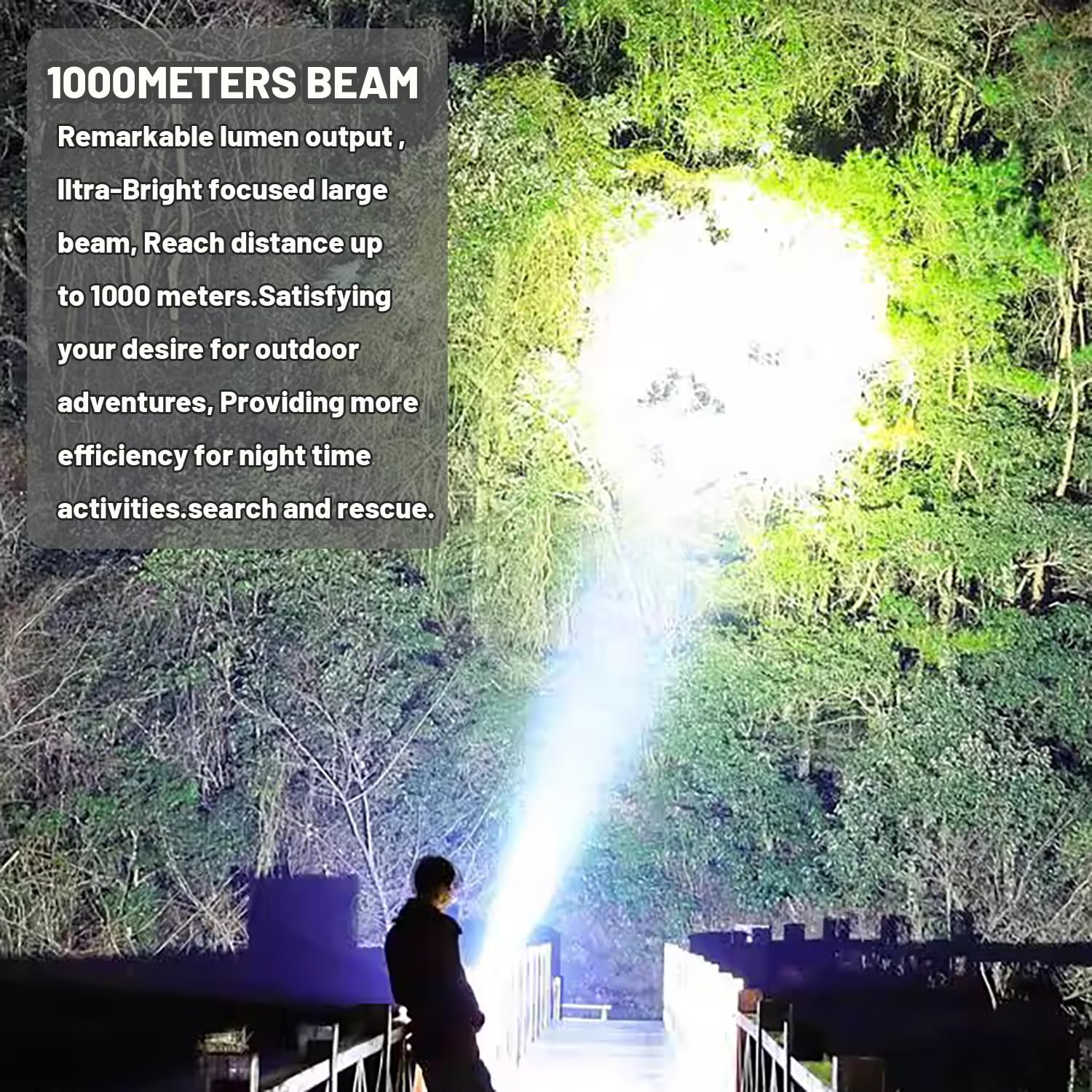  Rechargeable Spotlight Flashlight 23500 High Lumens, USB-C Fast Charging Search Light for Outdoor Camping, Emergency, Hiking, Power Outage, Car Breakdown, Search and Rescue(W5233-1) - Image 6