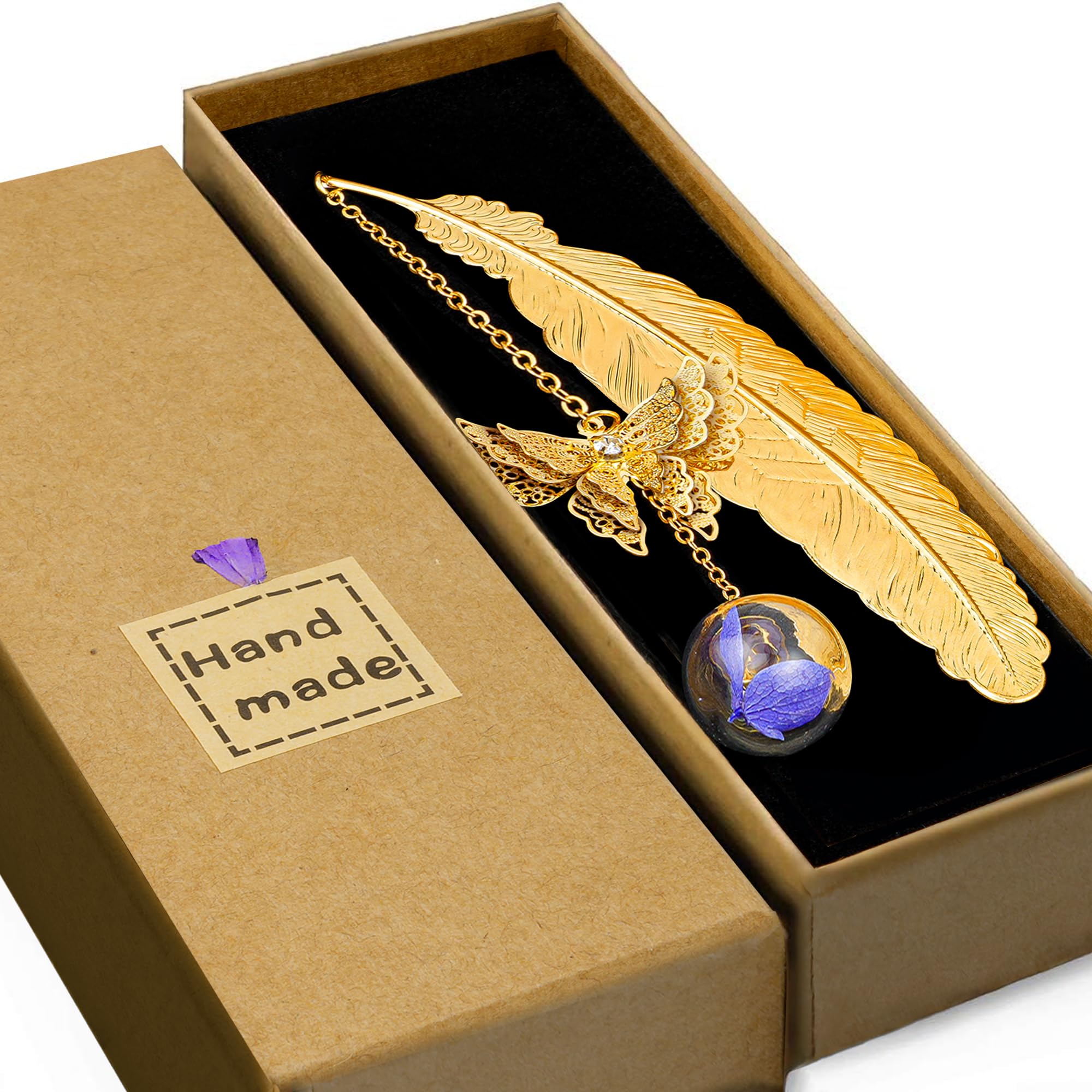 KatchOn, Metal Feather Bookmark with Butterfly Charm | Valentines Day Gifts for Teachers, Valentines Day Gifts for Her | Teachers Gift, Bookmarks for