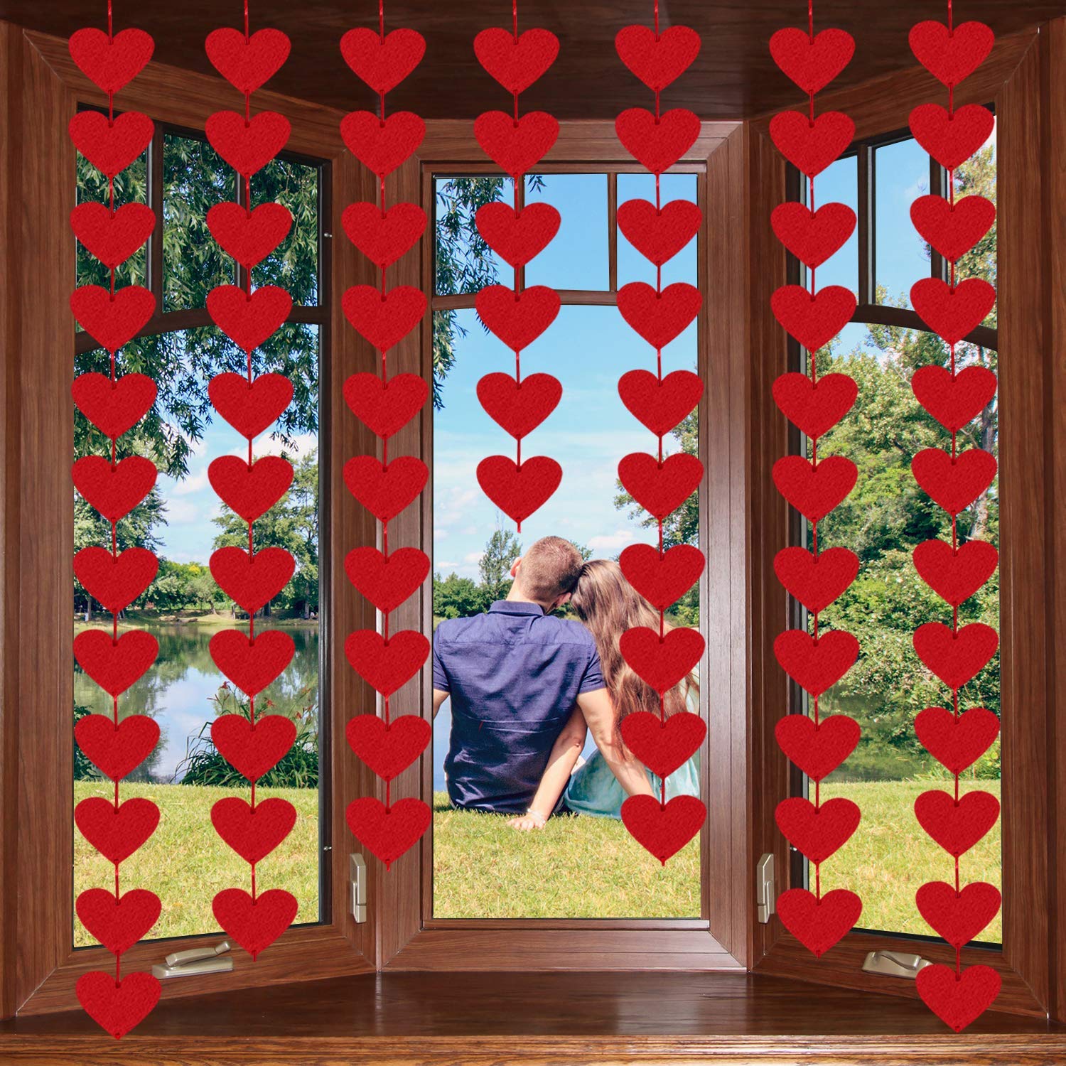 Guirnalda de corazón rojo para el día de San Valentín, 72 piezas premontadas en forma de corazón rojo para decoración del día de San Valentín, decoraciones del día de galentinas, suministros de