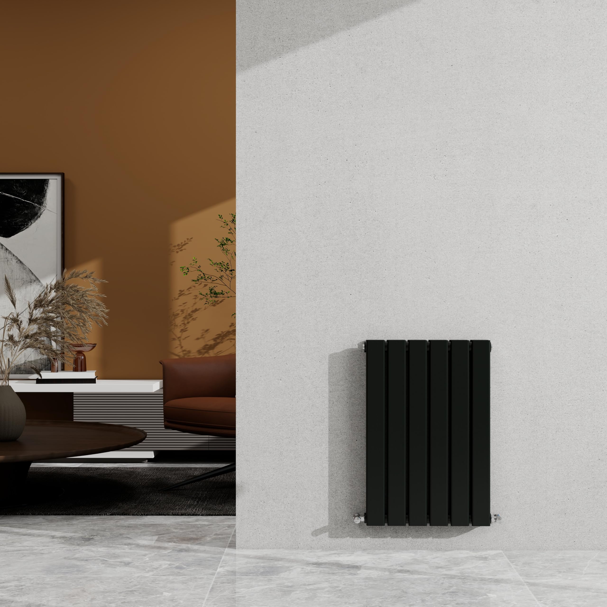 Sky Bathroom Black 600×408Mm Horizontal Designer Radiator Double Panel Modern Central Heating Flat Panel Rad 2079 Btu