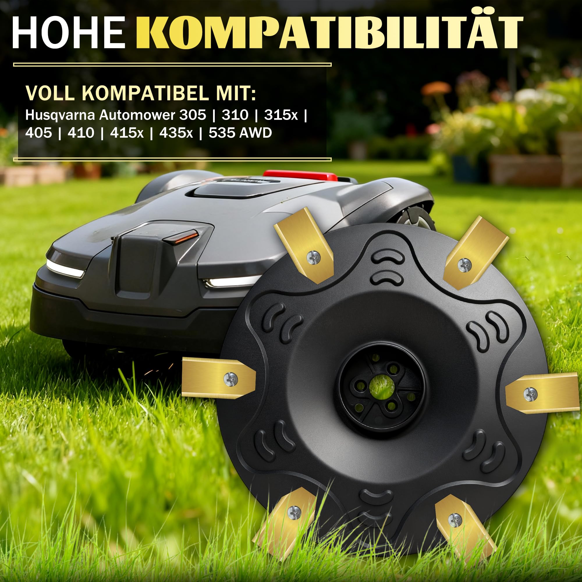 Disco da taglio, piatto per coltelli, compatibile con Husqvarna Automower 305, 310, 315x, 405, 410, 415x, 435x, 535 AWD, piatto per coltelli di ricambio con 10 lame, disco tagliaerba, robot tagliaerba
