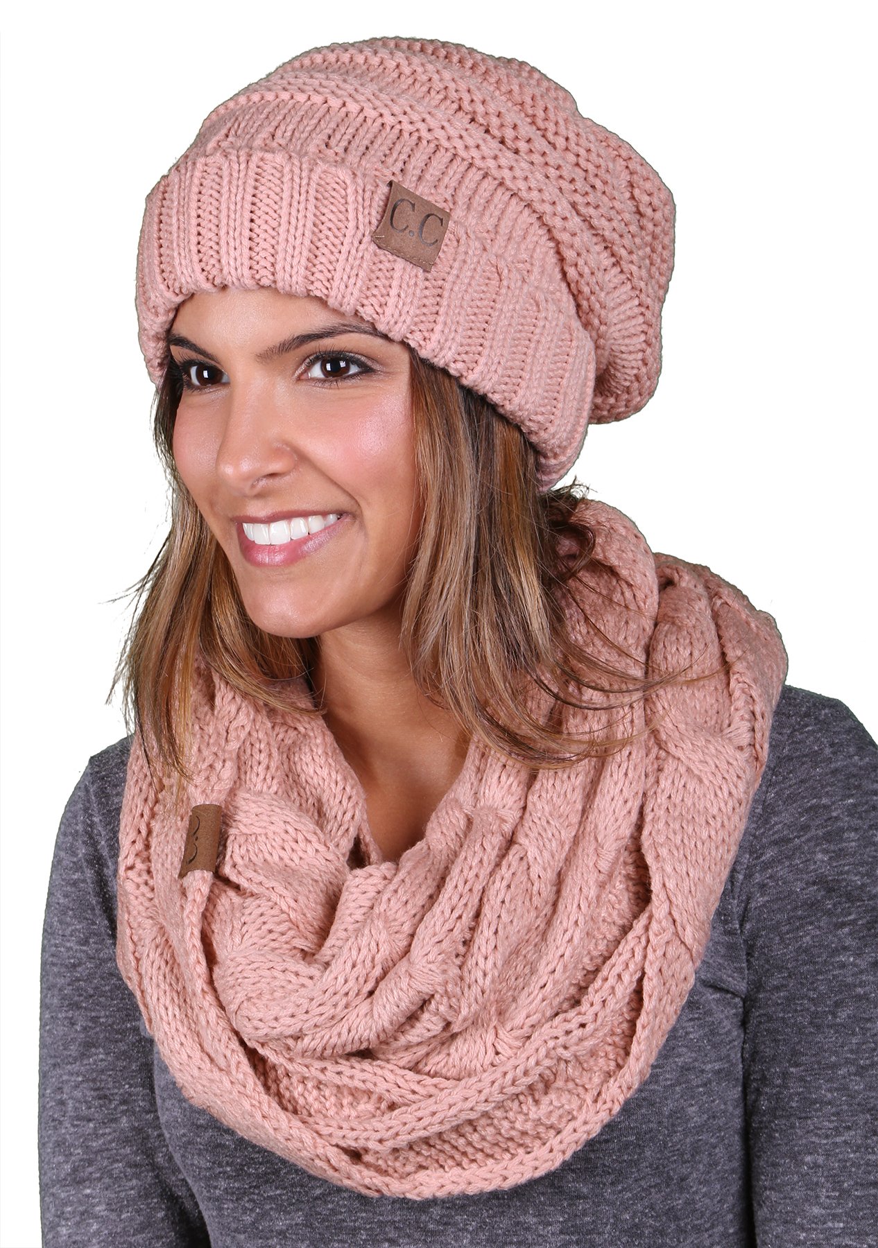 Funky Junque Oversized Slouchy Beanie Bundled with Matching Infinity Scarf