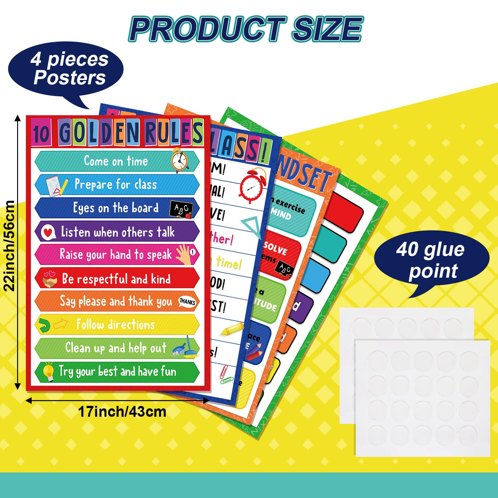 Black Poster Board FaCraft Classroom Rules Poster - Motivational ...