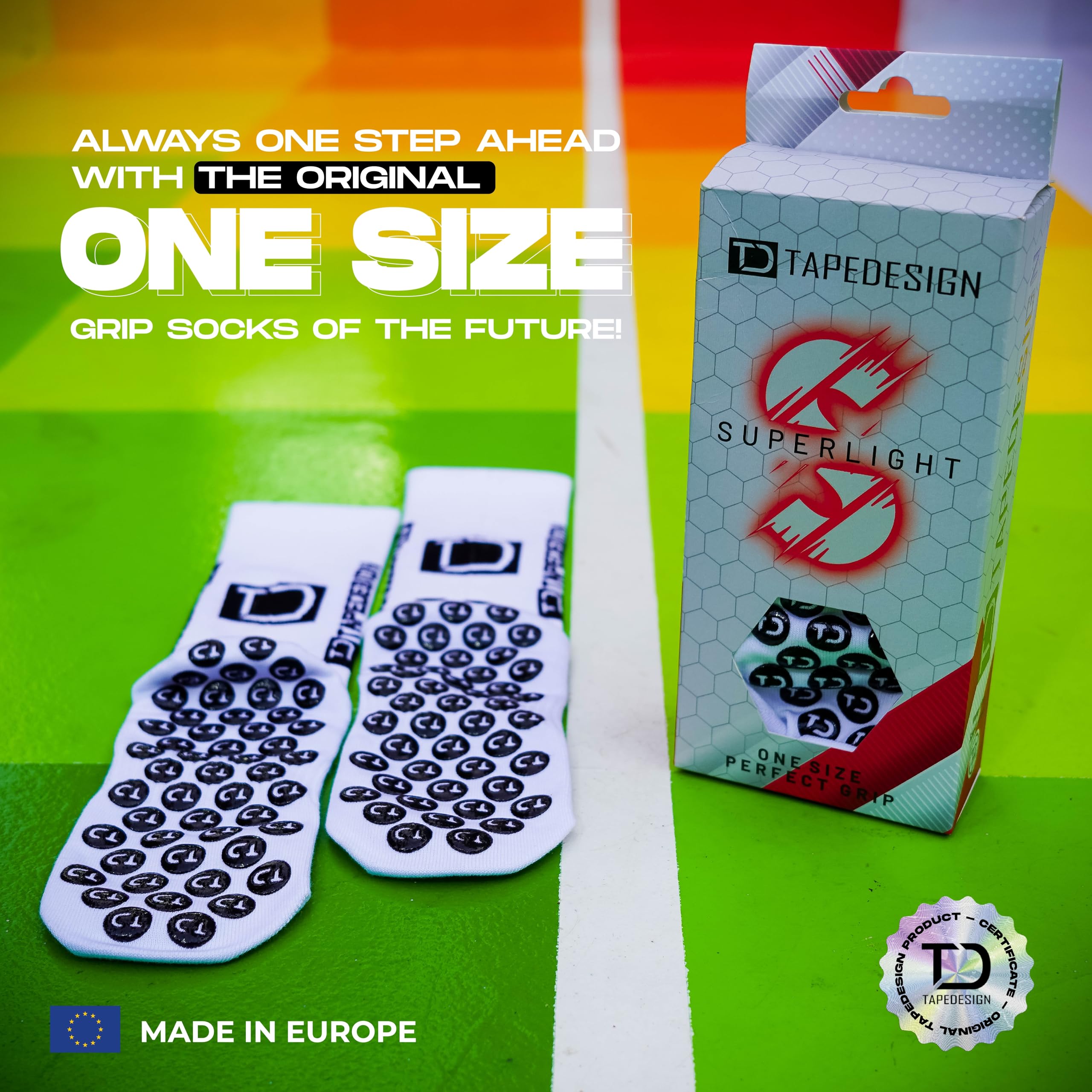 Tapedesign – Dwupak Superlight Socks – 2 pary ultralekkich skarpet do piłki nożnej i sportu – super cienkie i elastyczne – antypoślizgowe w butach – maksymalna przyczepność i komfort noszenia podczas