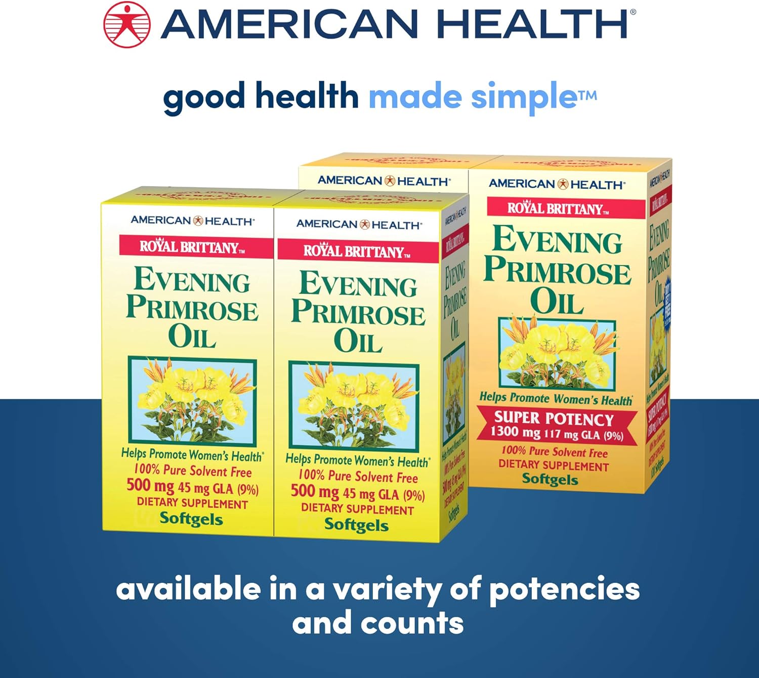 American Health Dietary Fiber Supplements, Royal Brittany Evening Primrose Oil, 120 Count : Health & Household