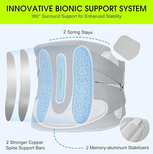 Miniatura 2 de Soporte de espalda para aliviar el dolor de espalda baja con sistema de apoyo biónico, soporte más fuerte y malla transpirable Cinturón de soporte