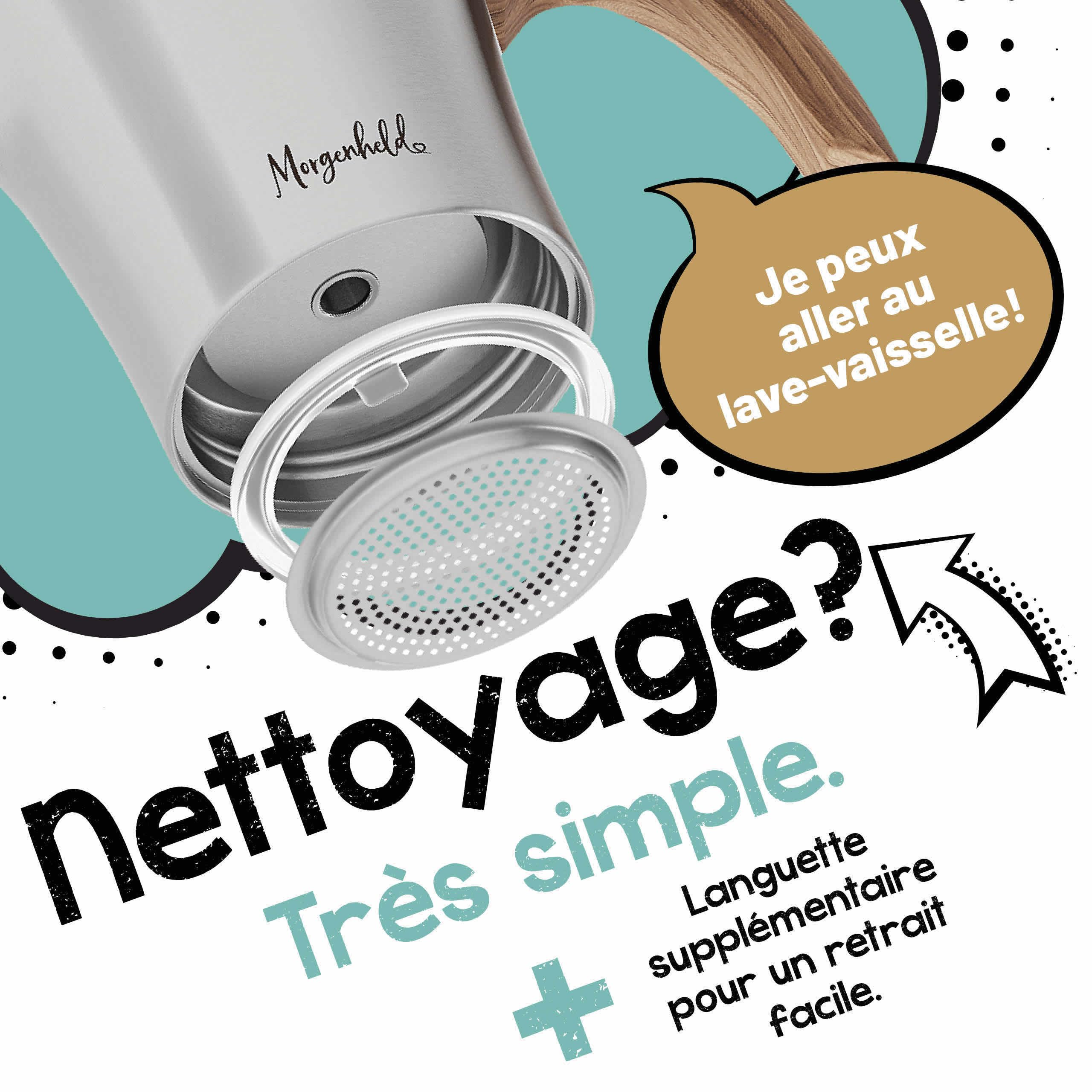 Morgenheld FLOW Cafetière italienne en acier inoxydable 4 tasses (200 ml) – pour induction, gaz, électrique et céramique – sans aluminium, insert amovible lavable au lave-vaisselle