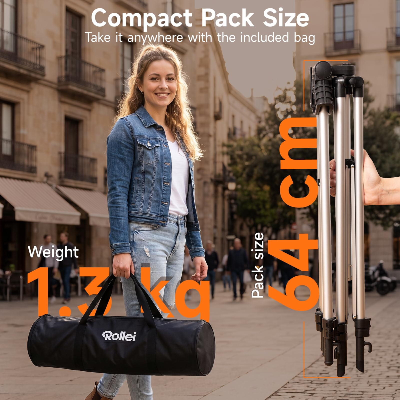 Rollei X-Drop Support Compatible avec Les Fonds X-Drop aux Dimensions 2,1 x 1,5m et 3,0 x 1,5m pour Photographie en Studio de Portraits et Produits en Intérieur et Extérieur (Sac de Transport Inclus)