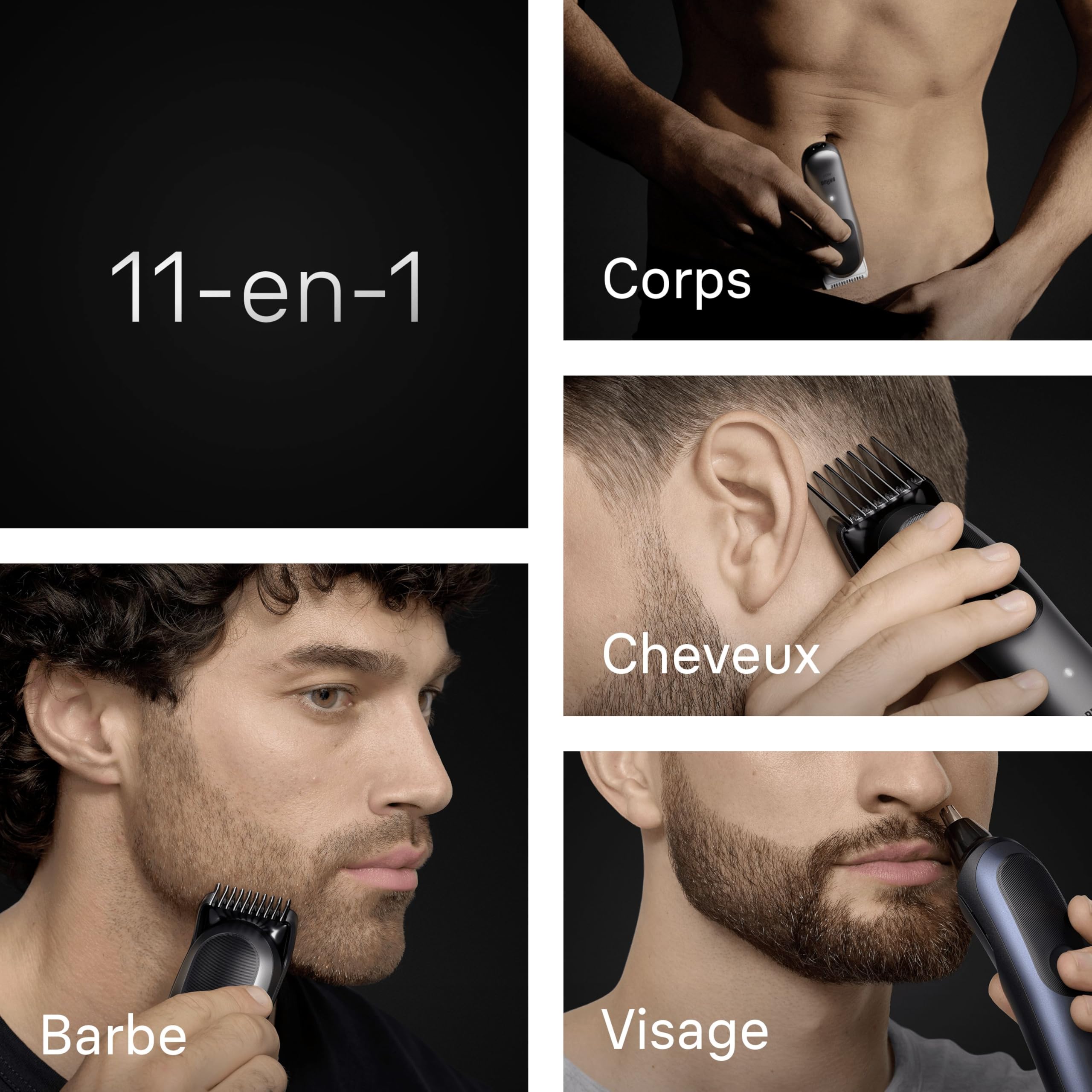 Braun Series 7 All-in-One Clipper, 11-in-1 Kit, ProBlade AutoSense, 120 min runtime, SkinGuard protection, Gradient beard, Convenient AquaGrip handle underwater, AIO7540, blue - 3