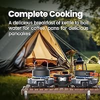 Vista 5 de Estufa de camping de propano de 2 quemadores de 20,000 BTUs con utensilios de cocina para acampar Overland Gris