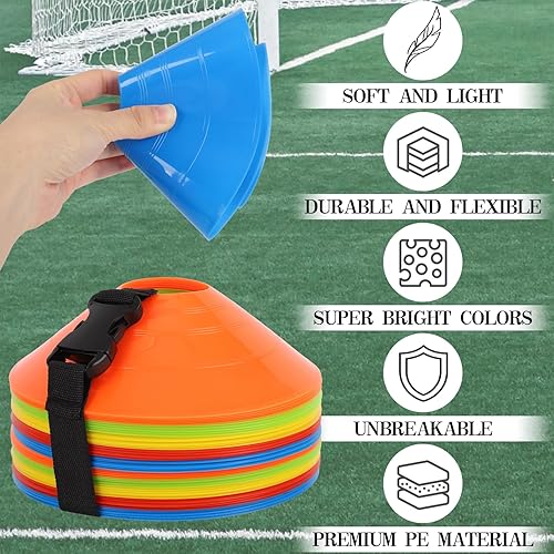 Miniatura 4 de Paquete de 15253050 conos de fútbol con bolsa de malla y correa-conos de fútbol para entrenamiento deportivo, fútbol, baloncesto, ejercicios de