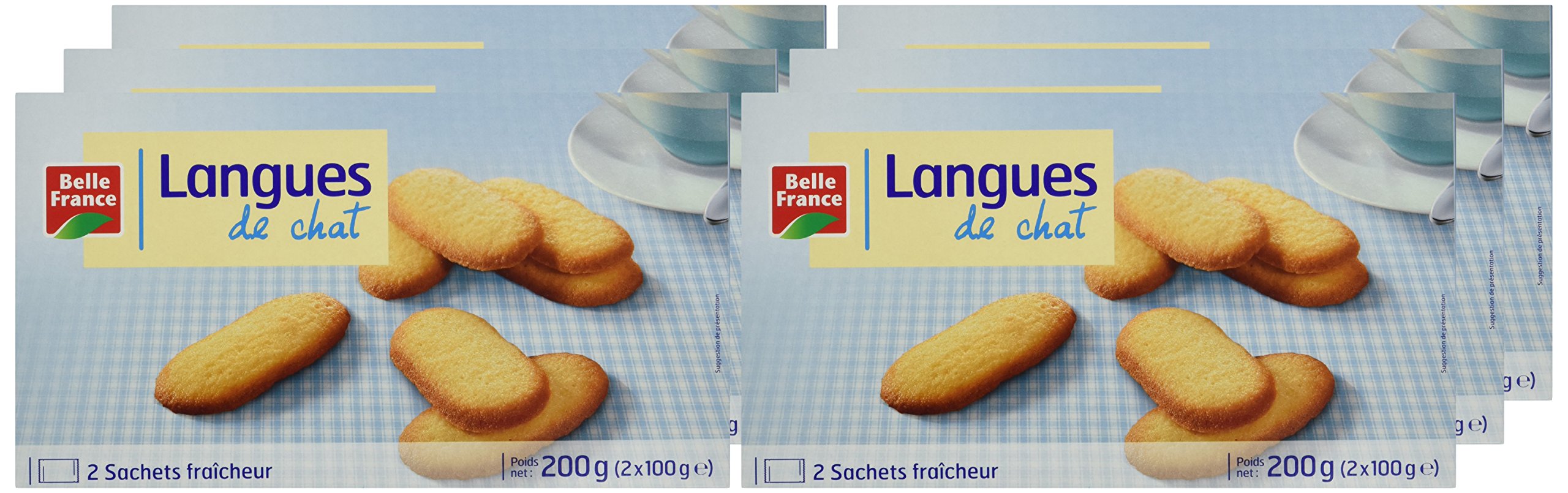 Belle France Langues de Chat 12 Paquet 200 g - Lot de 6
