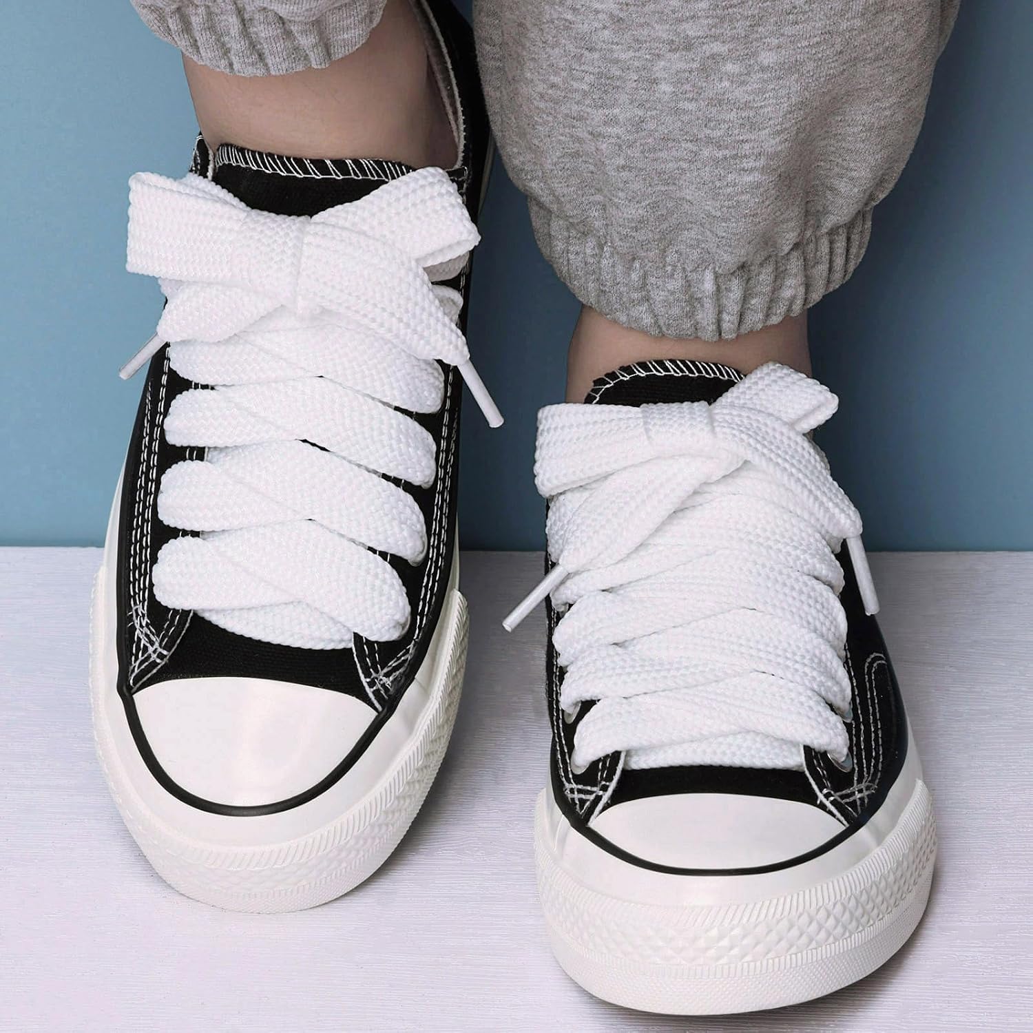 Olukssck 2 Pairs Fat Shoe Laces for Sneakers, 3/4" Wide Thick Shoelaces