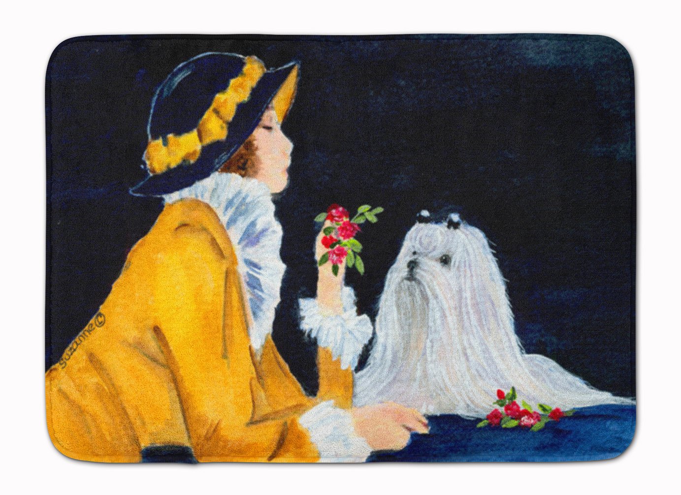 Caroline's Treasures Fußmatte Lady with her Maltese 48,3 x 68,6 cm, Mehrfarbig