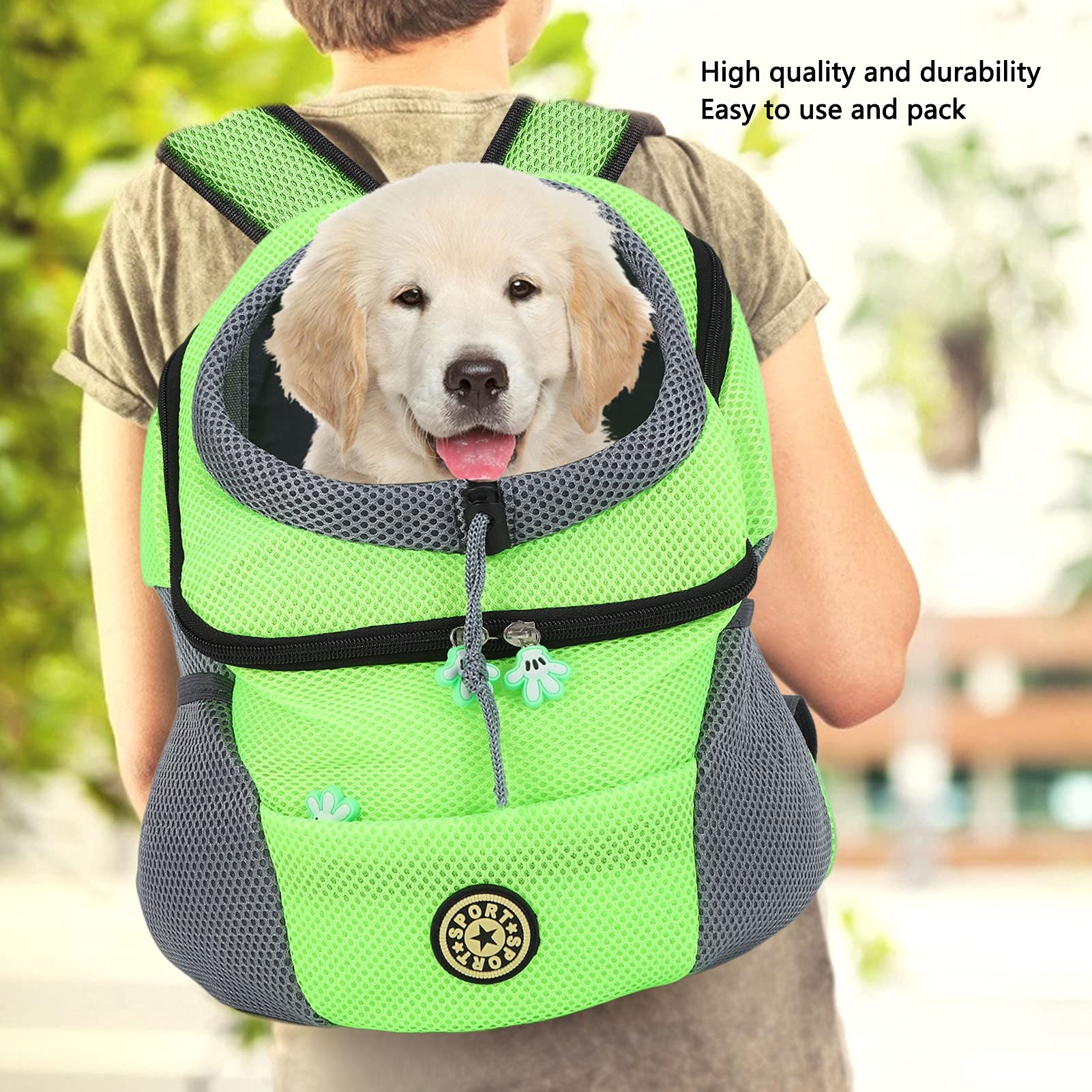 Cocoarm Zaino per Animali Domestici Zaino per Cani in Tessuto Oxford con Finestra di Osservazione e Cintura di Sicurezza Cuscino Rimovibile Spazioso Trasportino per Cani per Viaggi Escursionismo