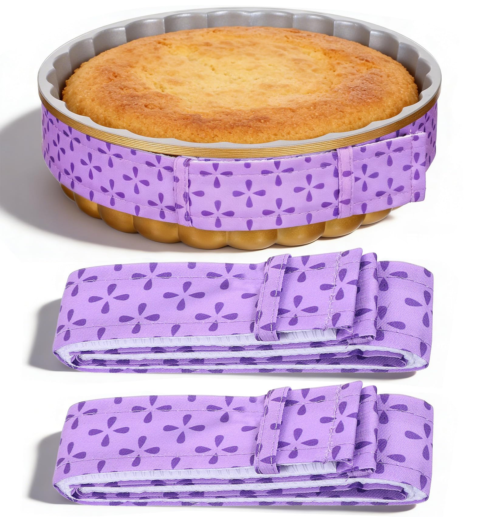 3 Pcs Cake Strips, Cotton Cake Dampening Strips, Cake Strips for Even Baking, Absorbent Protective Bands for Even Baking, Preventing Vault, Fit Homemade Cake Tins and Baking Pans