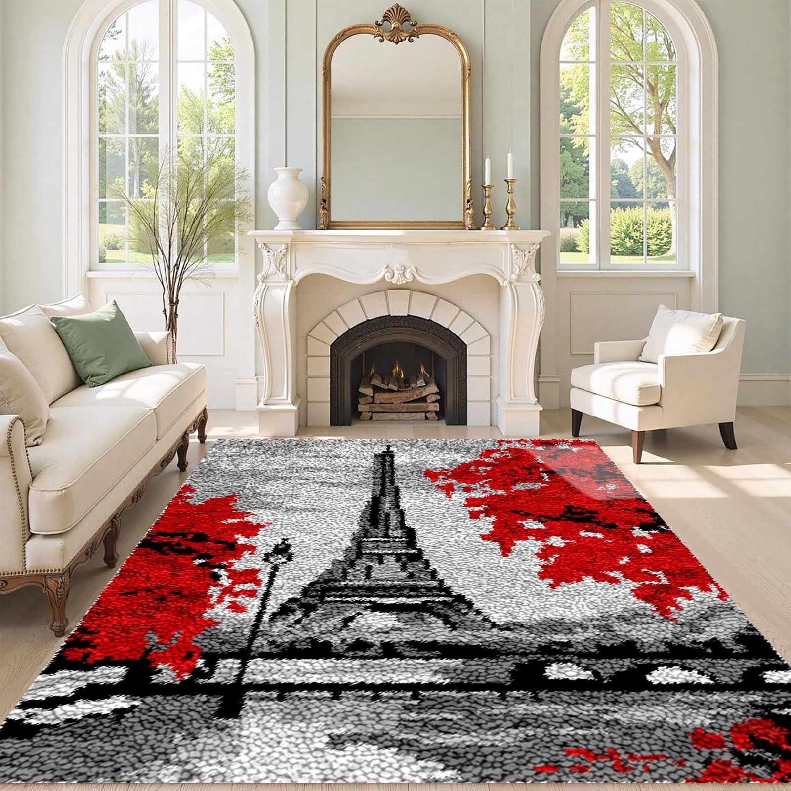 QUIYAEZY Large Latch Hook Kits for Adults, Latch Hook Rug Kits 69 x102 cm Tapestry Kits Rug for Beginners, Pre-Printed Pattern Embroidery Carpet Home Decoration, Rug Making Kit for Beginners