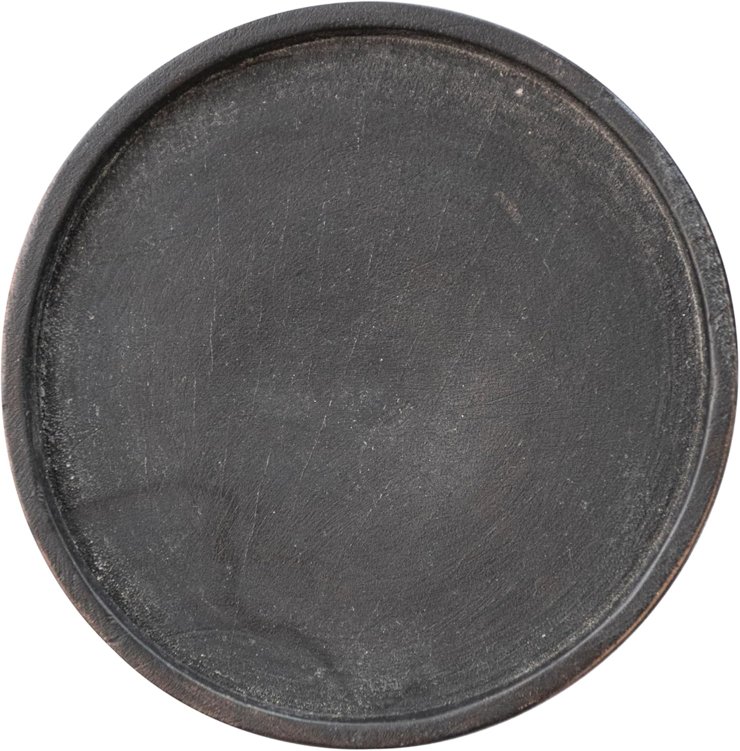 Bloomingville Round Hand-Carved Mango Wood Ribbed Candle Holder, Black (Holds 5 inches Pillar)