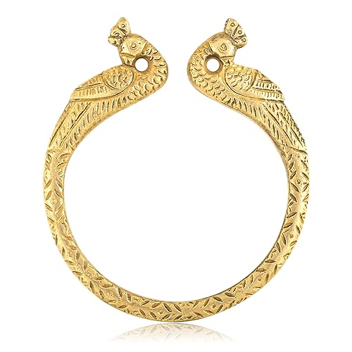 MEENAZ Valentine Gifts Jewellery Openable Adjustable Free Size Big Strong Heavy Metal Alloy Pure Copper Brass Alloy Stylish Gold Cuff Kada Golden Peacock Bracelet For Men Mens girls Boy Boyfriend KADA M105