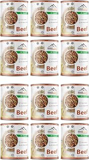 MOUNTAIN ESSENTIALS All Natural Canned Beef 28 Oz – Fully Cooked, Ready to Eat, Gluten Free – Canned Meat for Daily Use, Emergency, Survival & Camping – 5-Year Shelf Life – Made in USA – Pack of 12