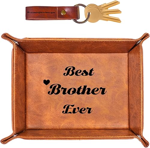Regalos para el mejor hermano de parte de su hermana, regalos de cumpleaños únicos para hermano, bandeja de valet de piel sintética para hombres y