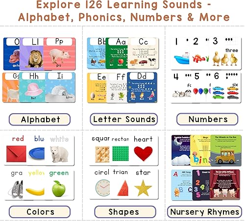 Miniatura 2 de LEARNING BUGS Reproductor de tarjetas de aprendizaje interactivo para niños pequeños – 126 sonidos, canciones del alfabeto y fonéticas, rimas de