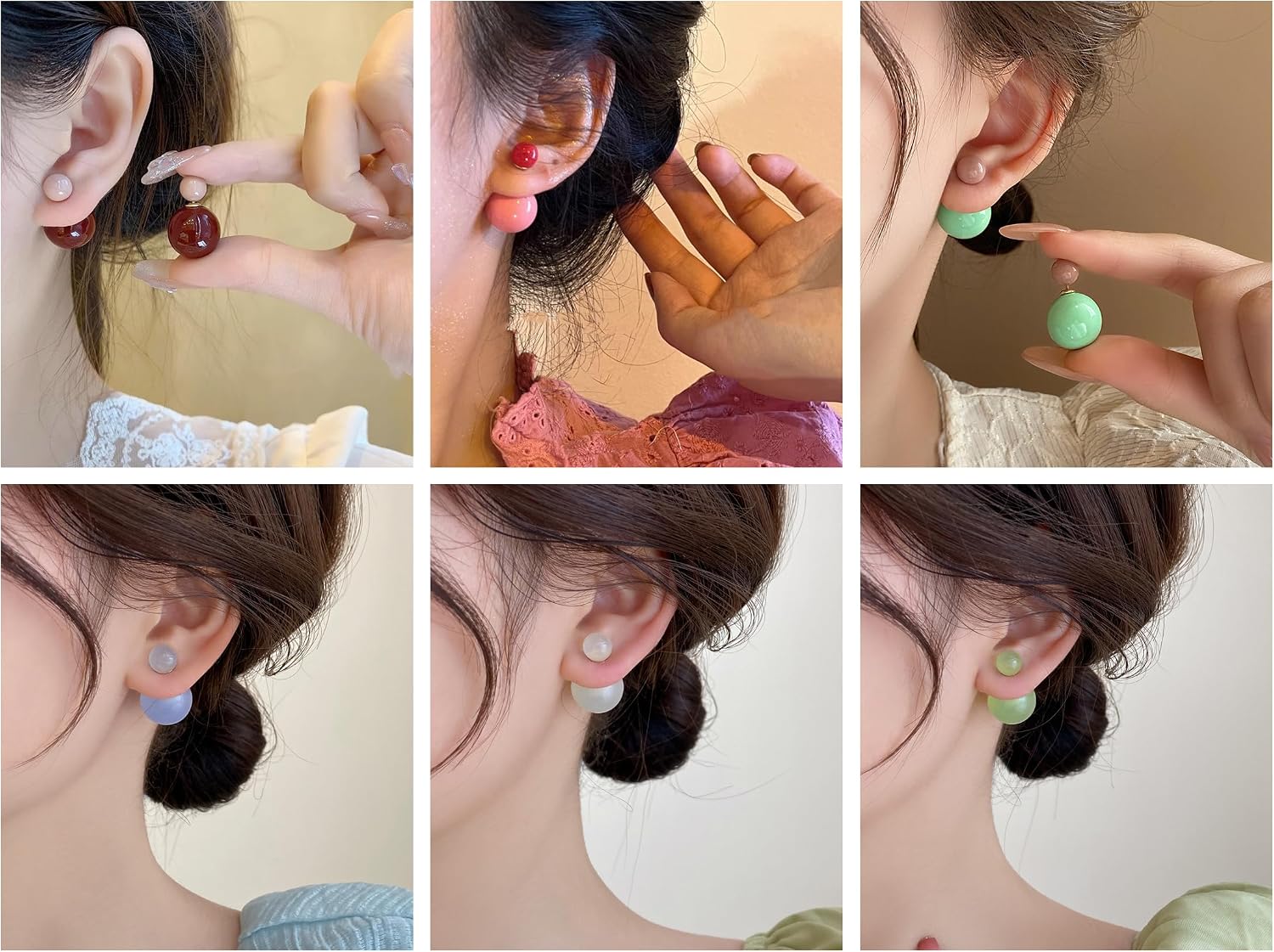 Multi Pairs Double sided Earrings with Front-Back Stud Double Ball Earrings in Various Styles and Sets for Women
