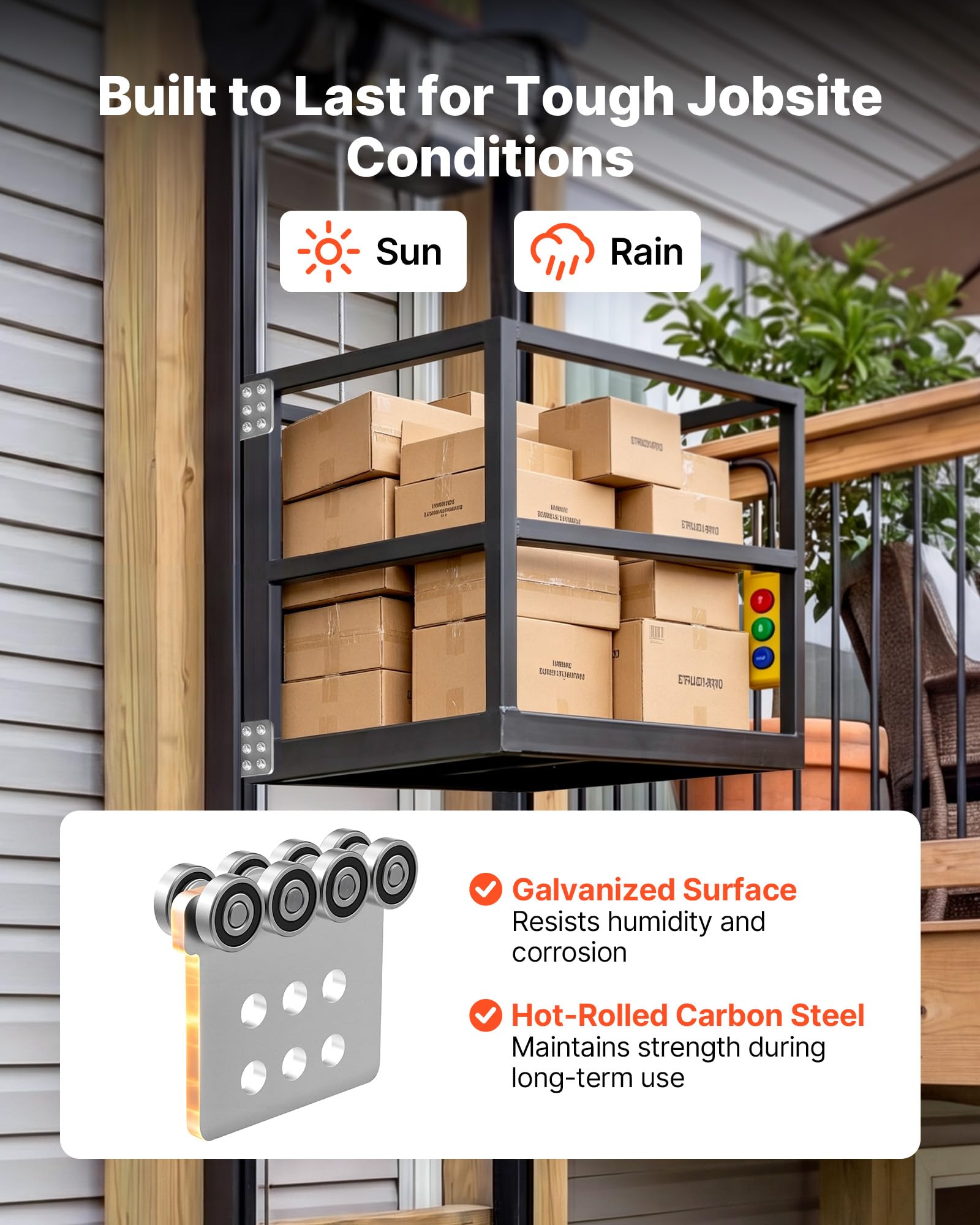 VEVOR Rulli per Trave a C Sistema a 8 Ruote Kit 4 Pezzi Carico Max 1361 kg, Carrello a Rulli per Paranco Elettrico, Ruota con Doppio Cuscinetto, per Profilati 1-5/8'', Uso Industriale Magazzino Garage