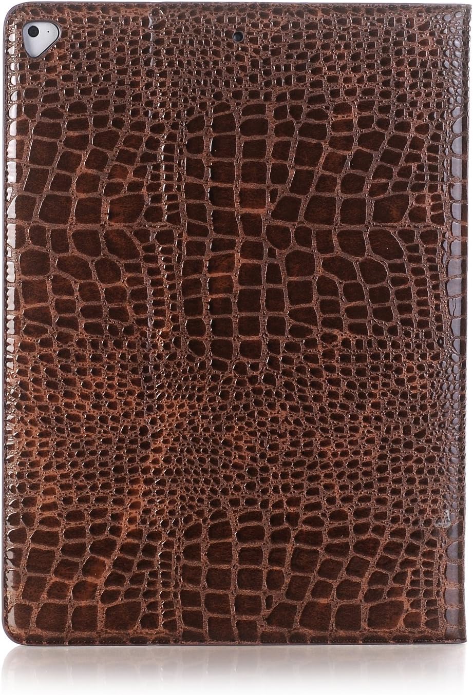 iPad Pro 1st 2nd (12.9 inch) Case for Women, DMaos Synthetic Crocodile Leather Stand Folio Smart Cover, Auto Sleep/Wake, Document Card Holder - Brown