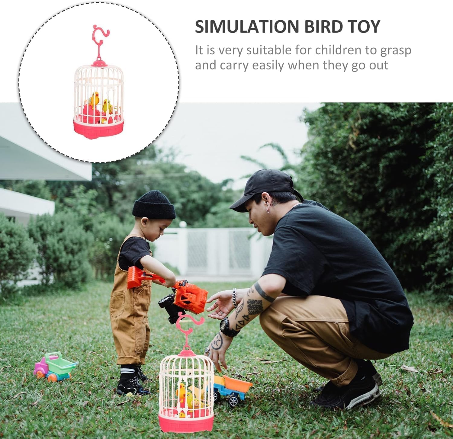 MOKRUSH Talking Bird Toy for Kids | Interactive Toy & Repeat What You Said | Singing & Chirping in The Birdcage | Gifts for Babies, Kids & Children (Pink) 3