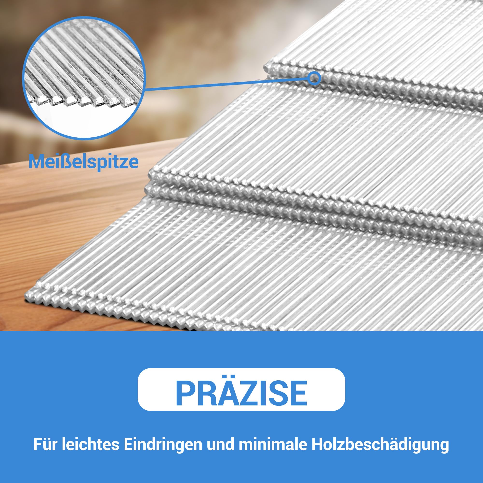 meite Gewinkelte Stauchkopfnägel 15 Gauge 50 mm, 34 Grad Typ DA Finishnägel, Verzinkt Nägel für Nagelpistole, Ideal für Fensterrahmen, Schrankbau & DIY-Projekte (2.000 Stück)