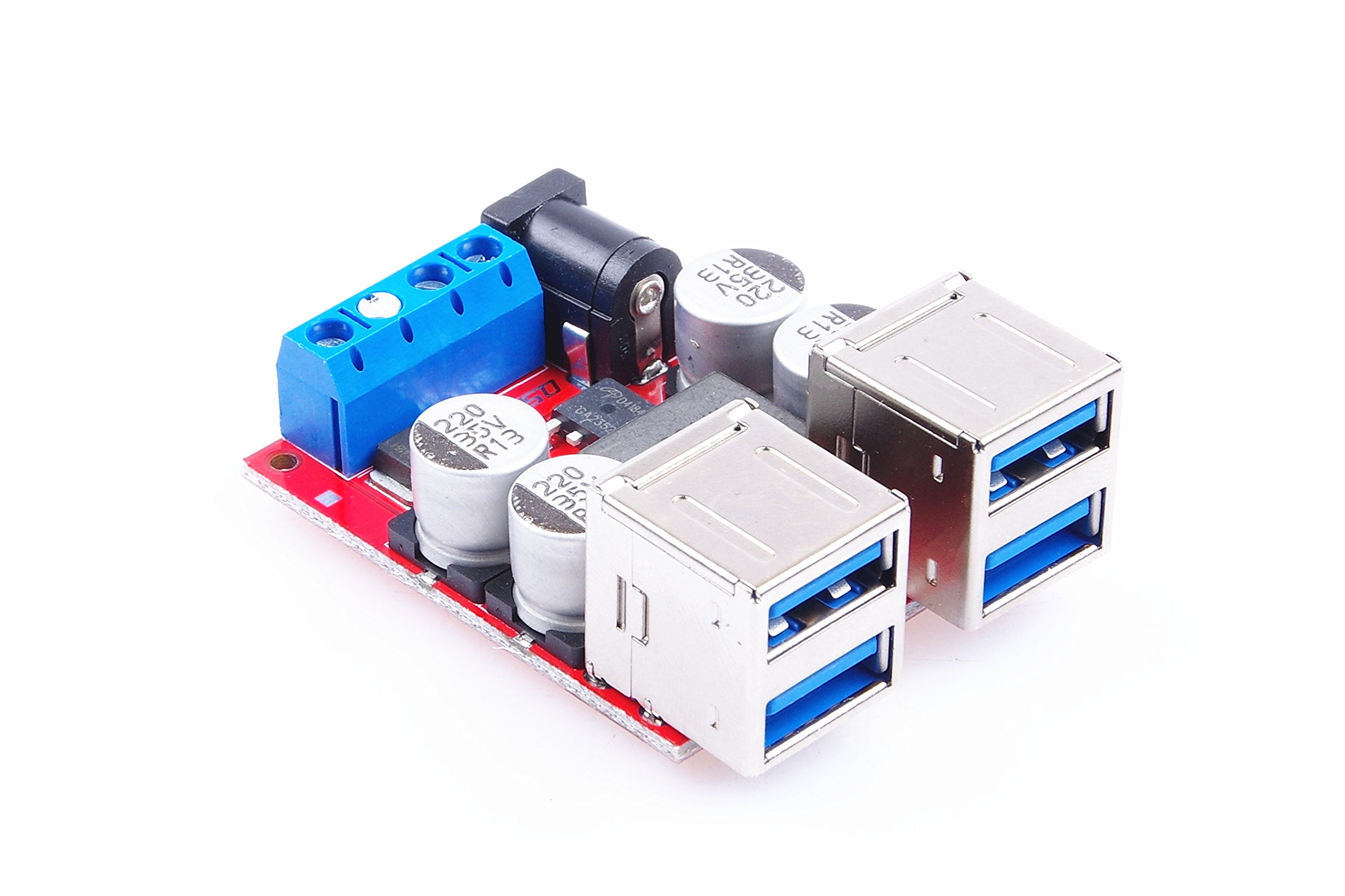 KNACRO DC-DC USB Charging Module 12V 24V (8-35v) to 5V 5A 4-USB Port at The Same time Output for Mobile Phones, Digital Cameras, Navigators, Driving Recorder, etc.