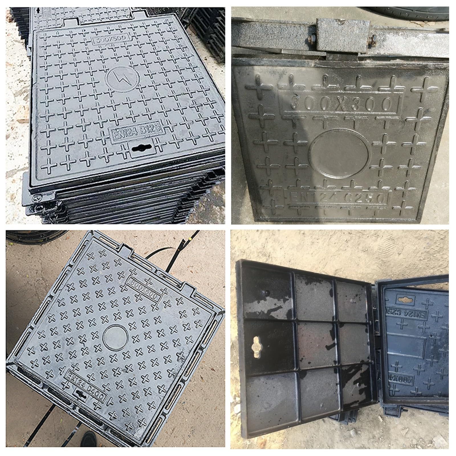 Coperchio Quadrato per Fossa settica, Coperchio e Telaio per pozzetto Incassato Resistente, Coperchio di ispezione in Metallo Robusto per Cortile, pavimentazione, marciapiede, vialetto