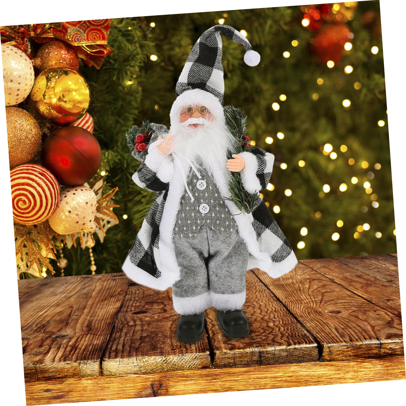 Abaodam Statuina di Babbo Natale Decorativa da Tavolo Statua Natalizia da Collezione Oggetto di Scena per Feste di Natale
