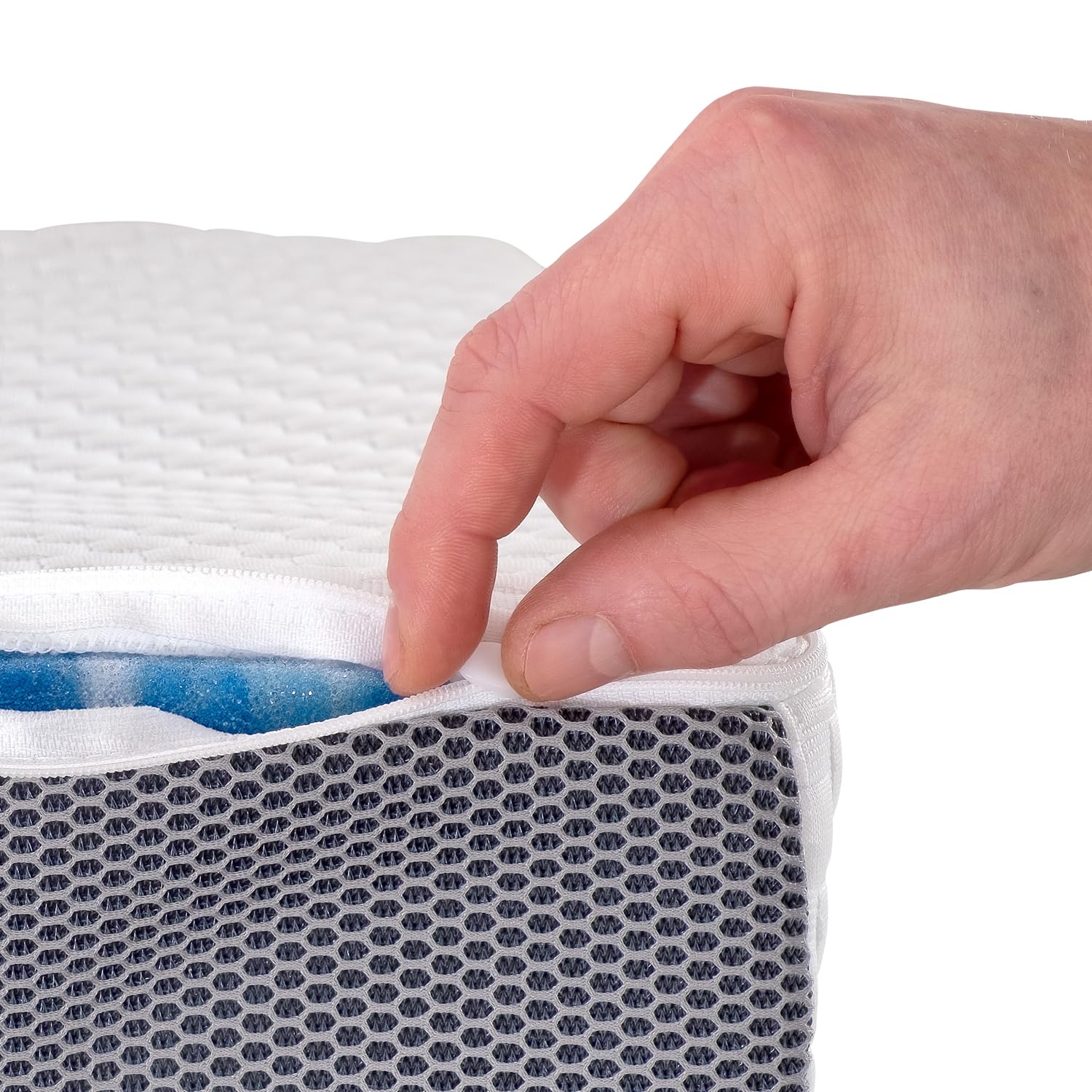 Premium ergonomiczna poduszka podpierająca kark z efektem żelowym, z regulacją wysokości, pianka Gel Memory Foam, ergonomiczna poduszka pod głowę 32 x 60 cm