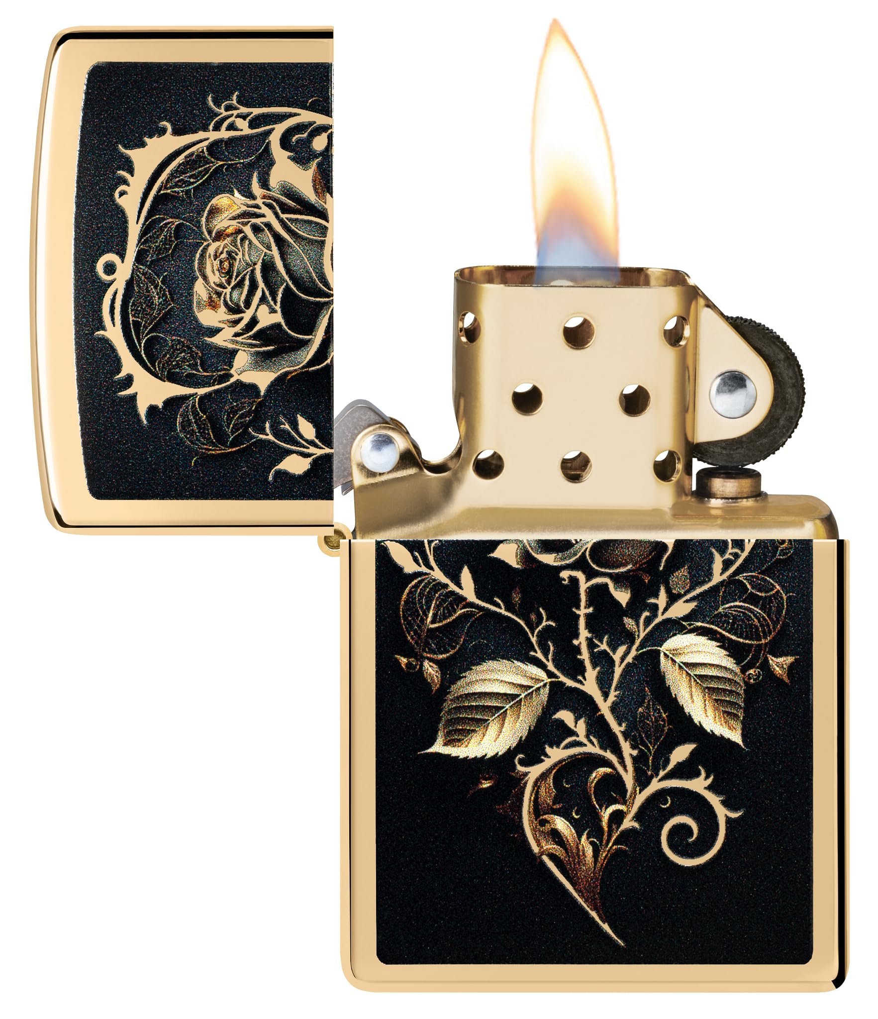 Zippo Sturmfeuerzeug Golden Rose High Polish Brass Nachfüllbar Windfest Made in USA