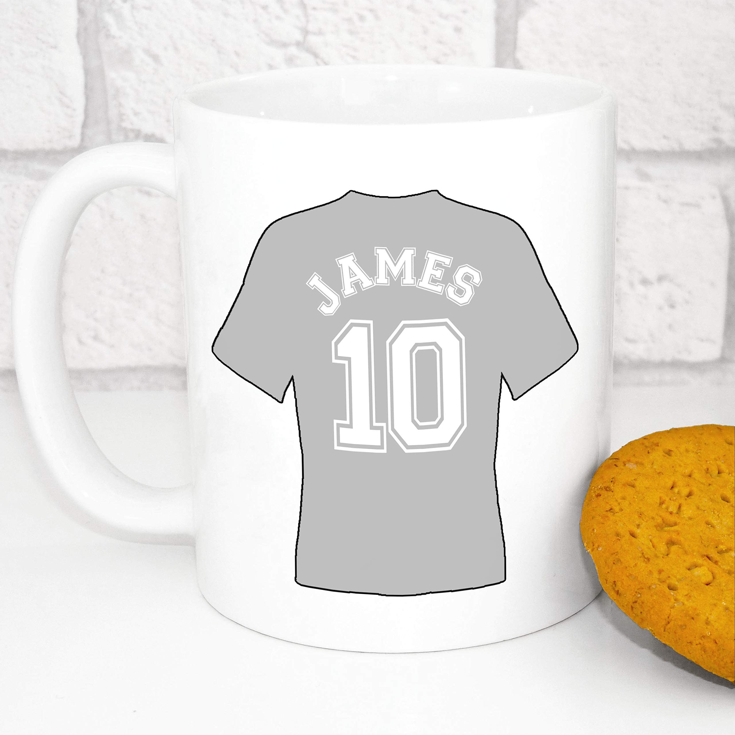 Personalised Football Mug - Custom Football Shirt Mug - Choose Your Team's Colour (Grey)