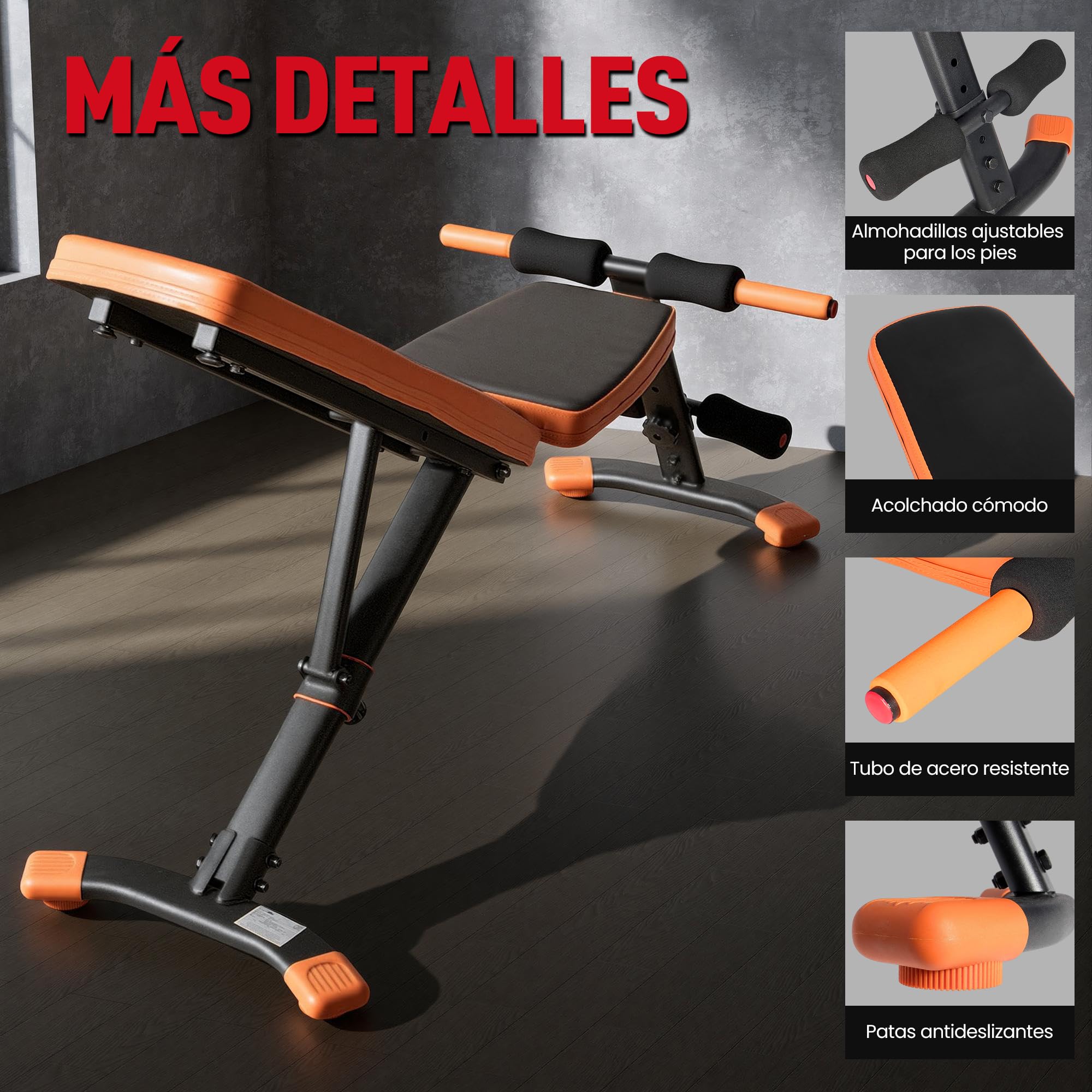 Ultrasport Banco de Pesas Plegable para Casa – Banco Multifuncional para Entrenamiento de Fuerza en el Hogar – Ajustable en 6 Posiciones (−24° a 79°) – Equipo de Fitness de Cuerpo Completo