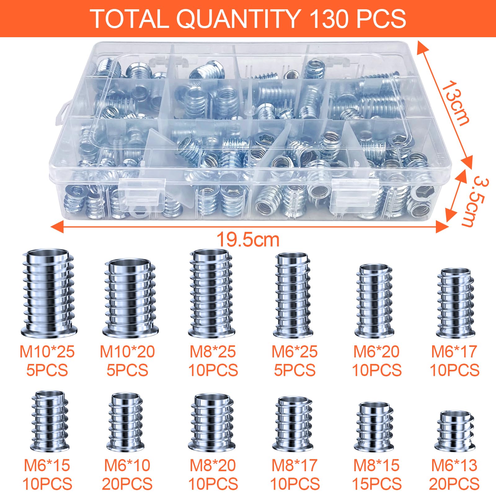 Viti Legno 100 Dadi A Esagono Incassato Per Legno - M4, M5, M6, M8 Per Mobili E Fai-da-te Dadi Avvitamento