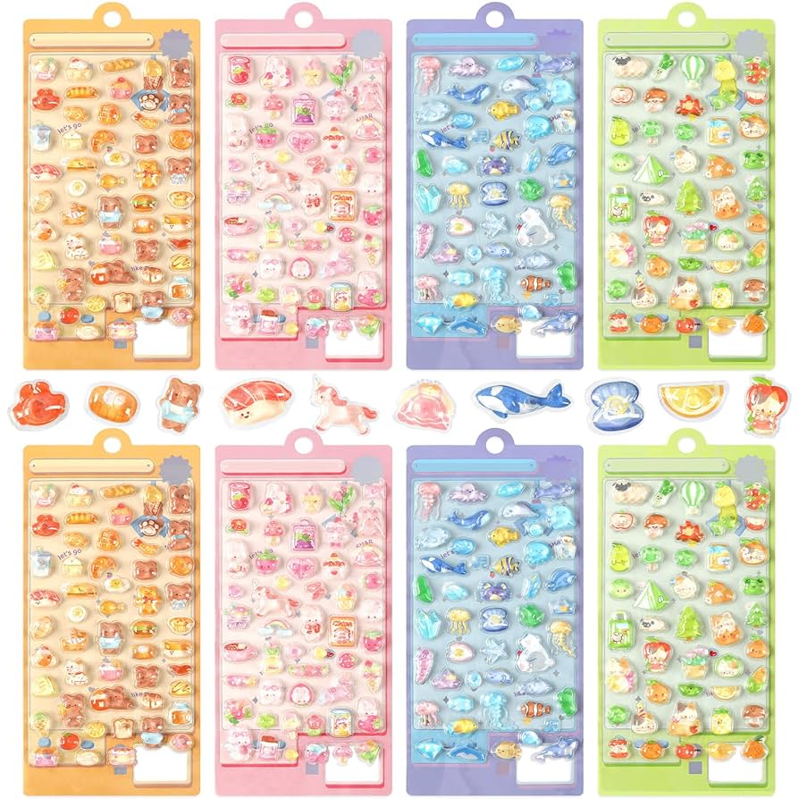 Amazon | METBOU シール ぷくぷく 8枚 可愛い ぷくぷくシール